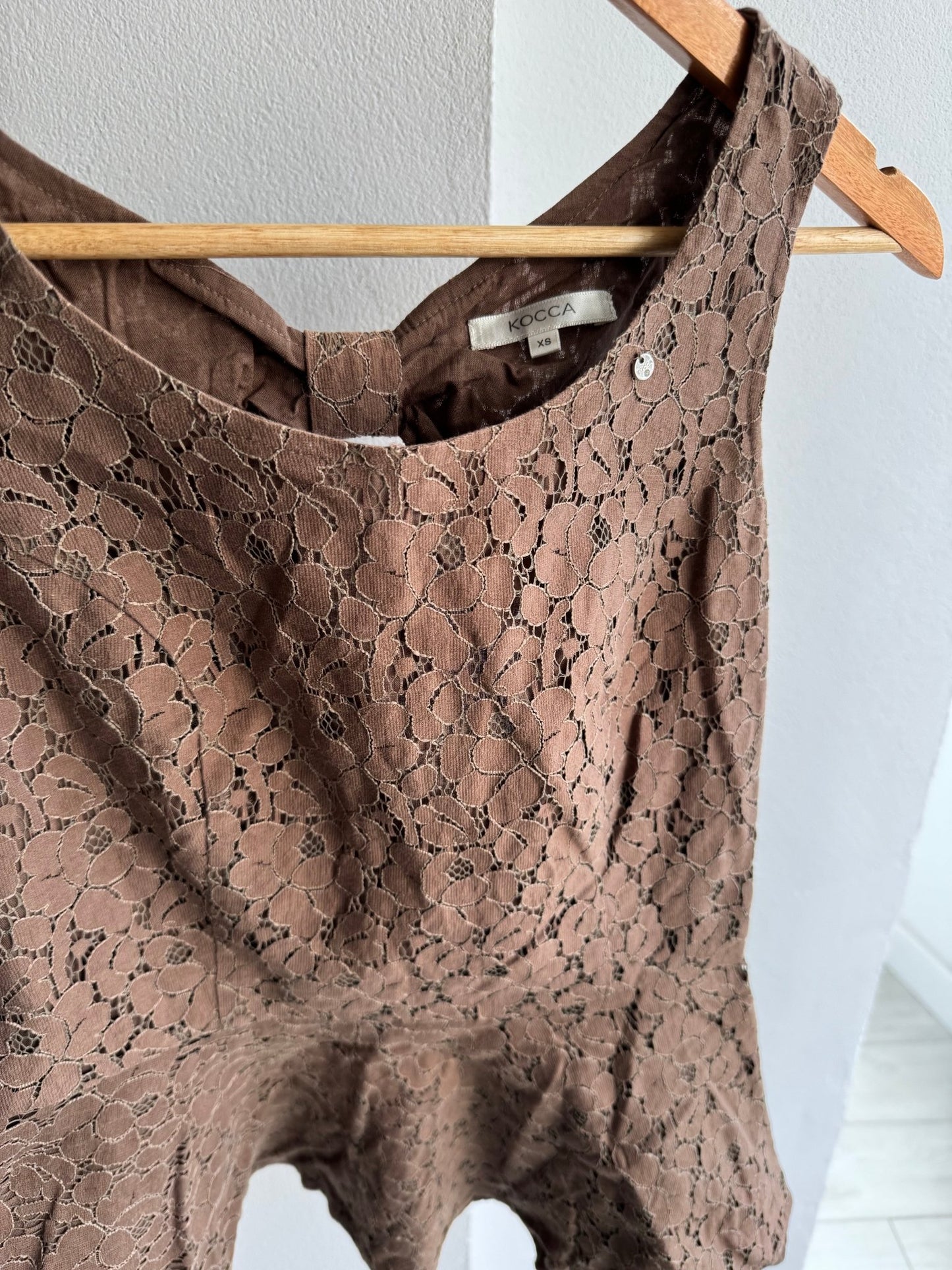 🤎 Top Y2K Brown Lace – XS Damă - anbracaminte