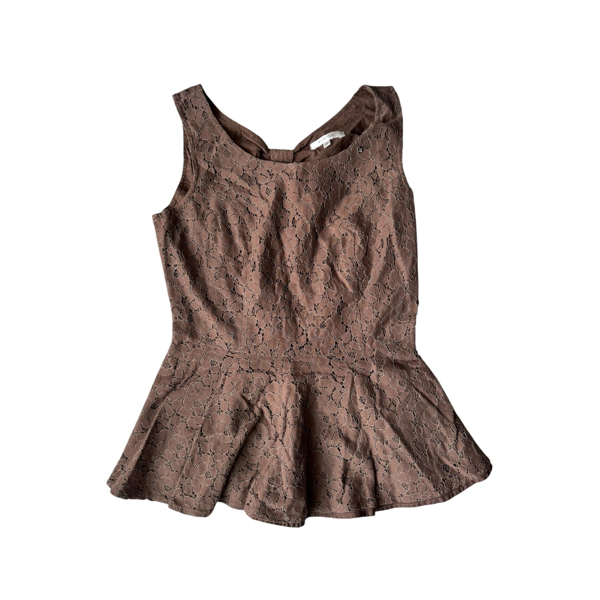 🤎 Top Y2K Brown Lace – XS Damă - anbracaminte