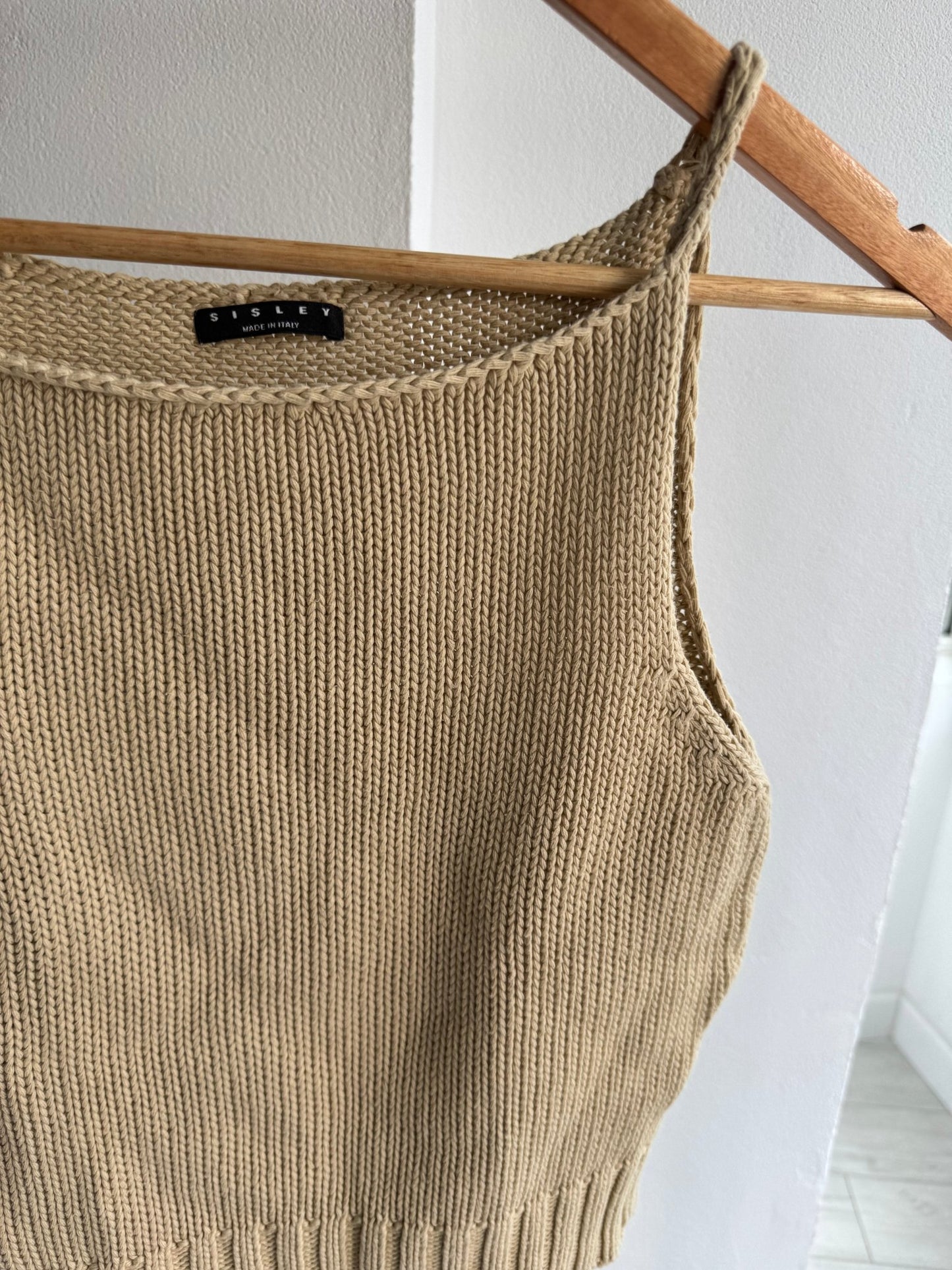 🍨 Top Y2K Cream Knitted – M Damă – Bumbac – Made in Italy - anbracaminte