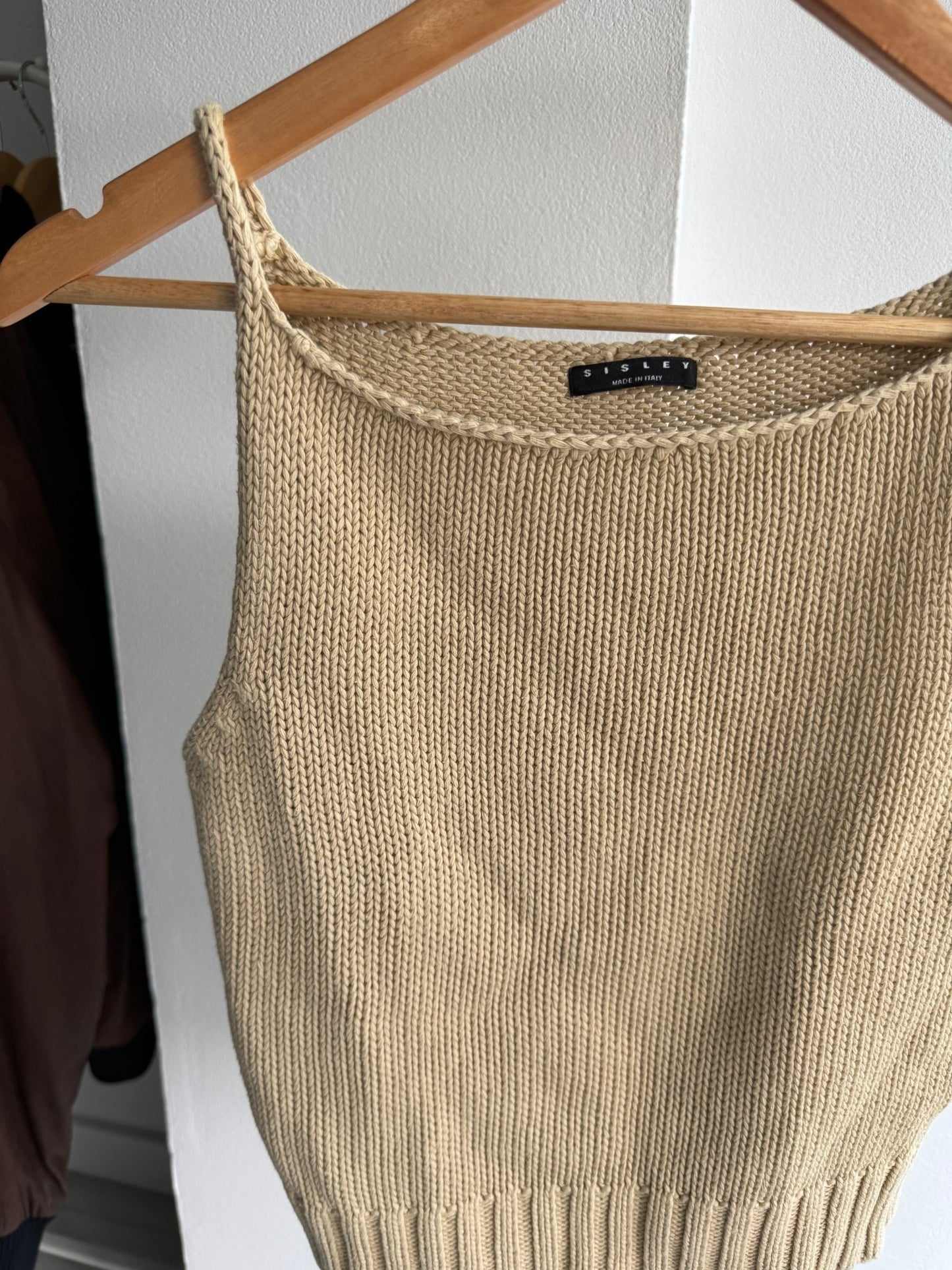 🍨 Top Y2K Cream Knitted – M Damă – Bumbac – Made in Italy - anbracaminte