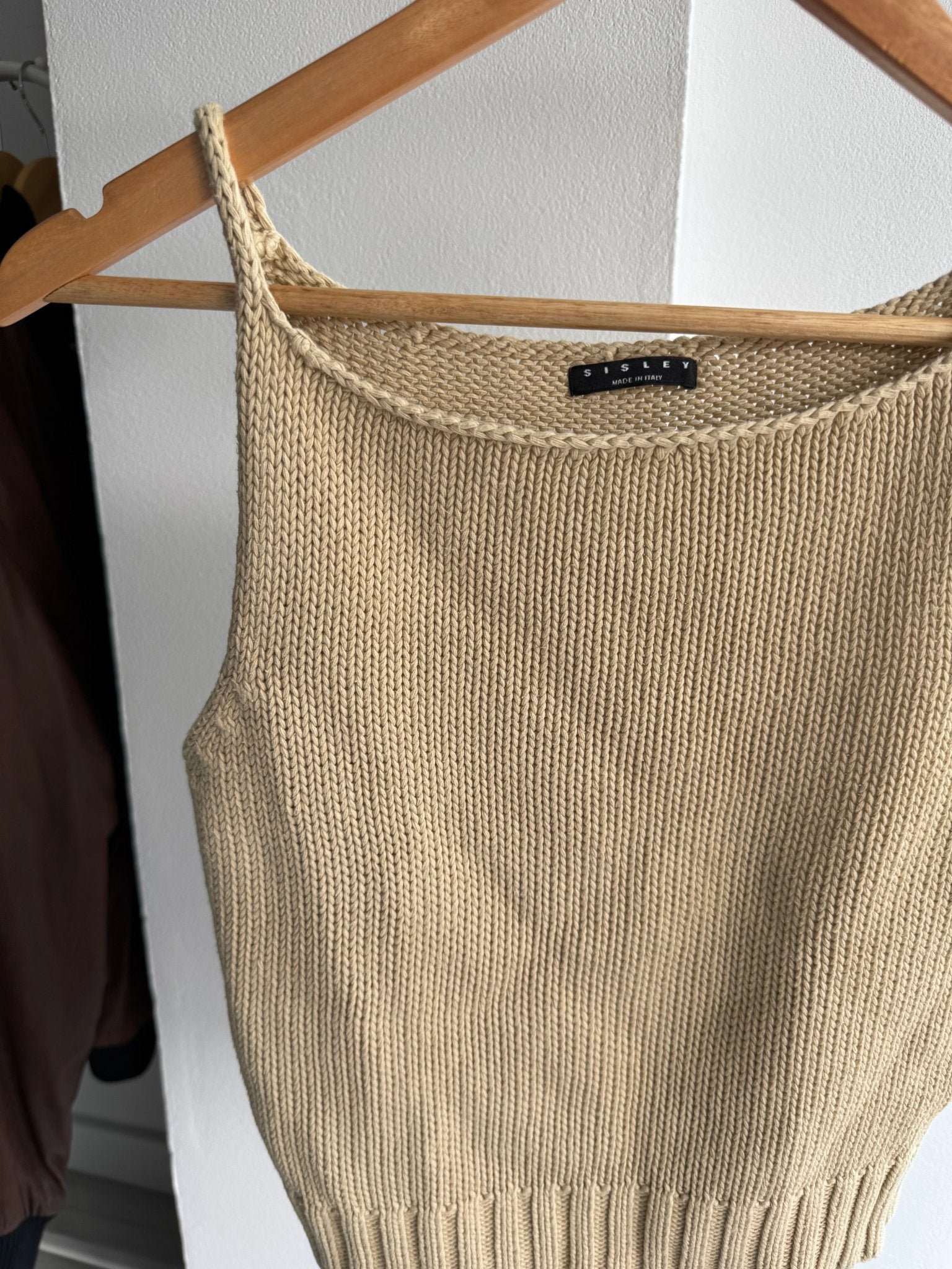 🍨 Top Y2K Cream Knitted – M Damă – Bumbac – Made in Italy - anbracaminte