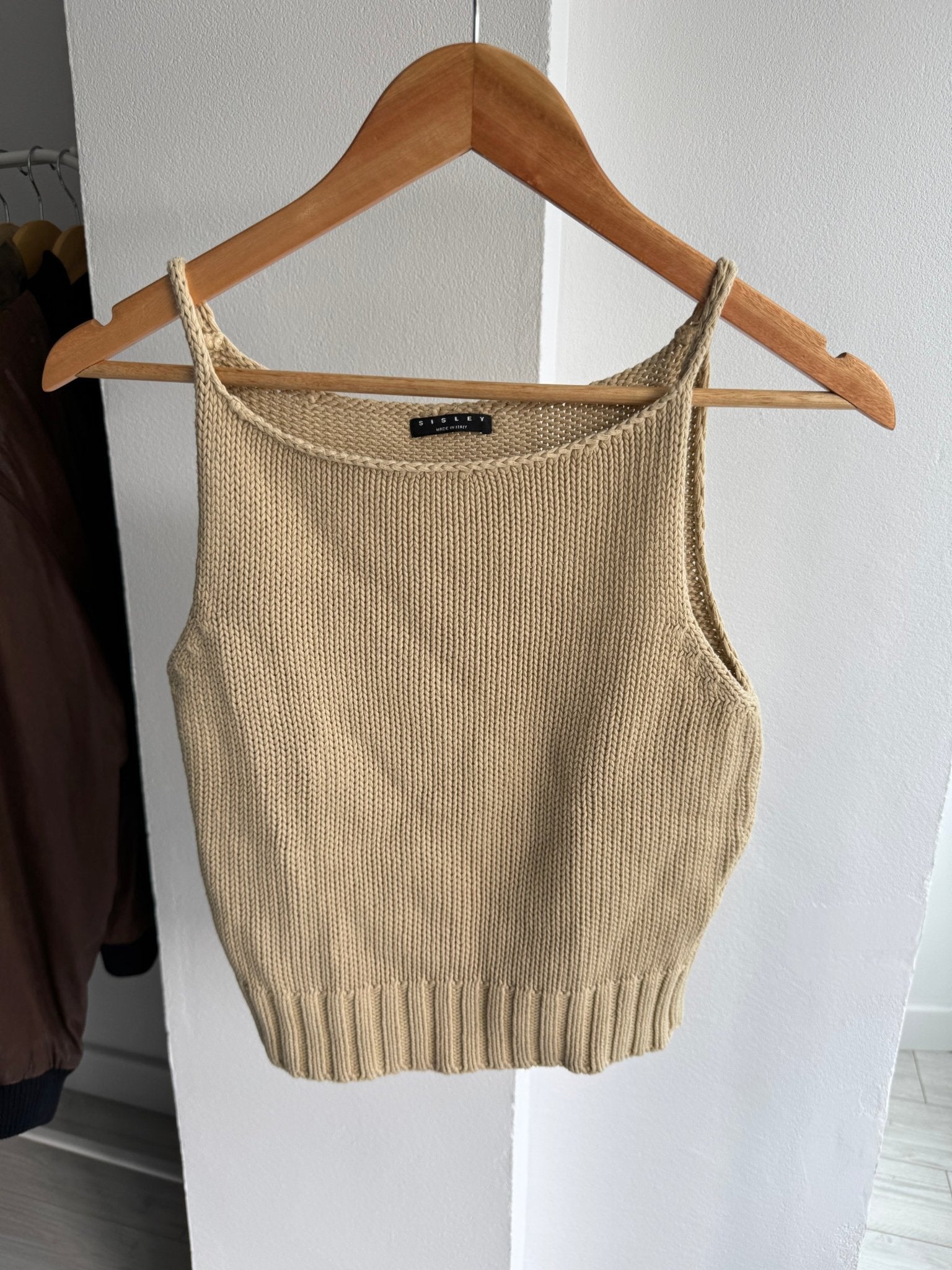 🍨 Top Y2K Cream Knitted – M Damă – Bumbac – Made in Italy - anbracaminte