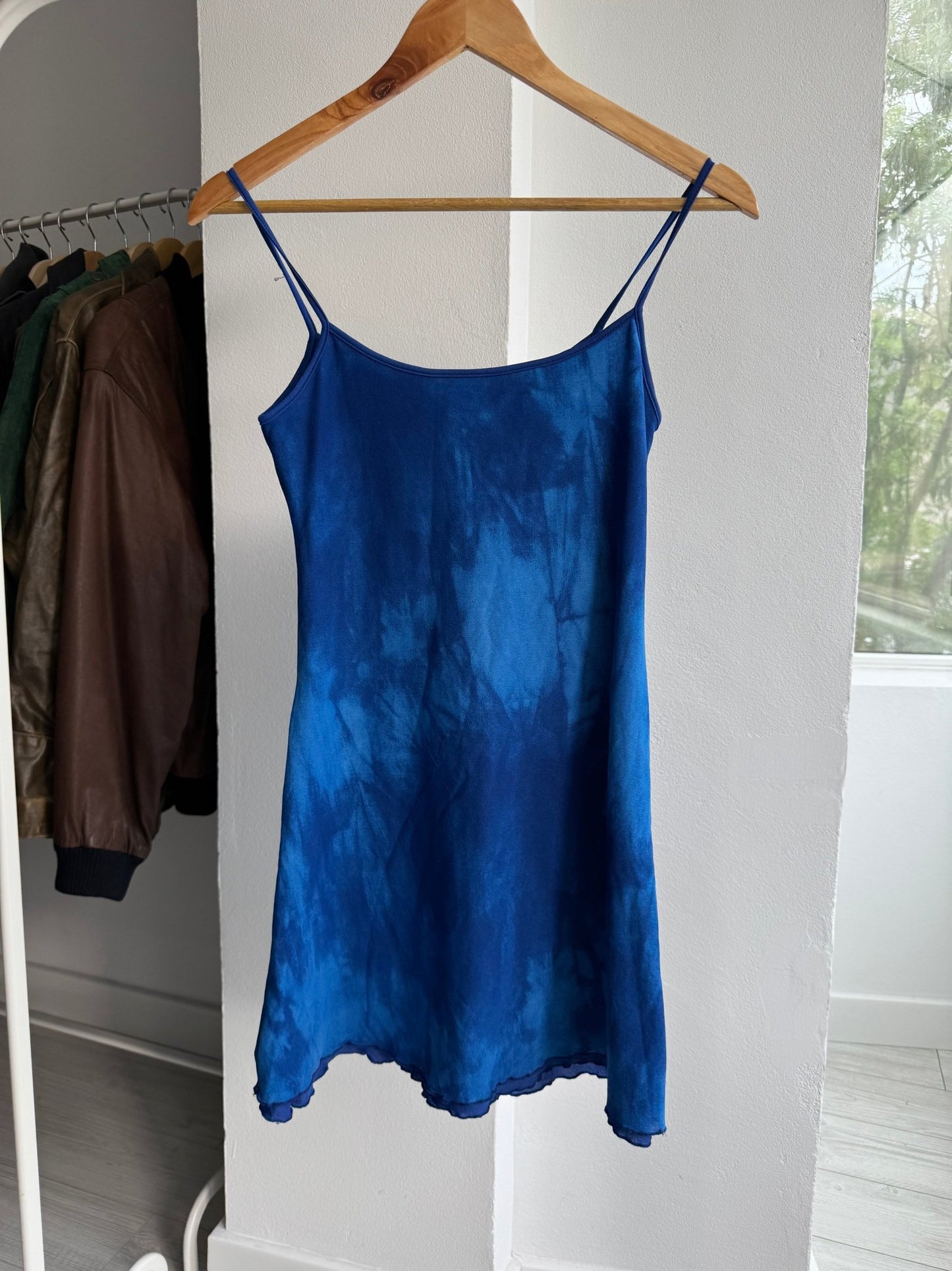 💙 Top Y2K Damă Blue Printed Mesh – One Size – Made in Italy - anbracaminte