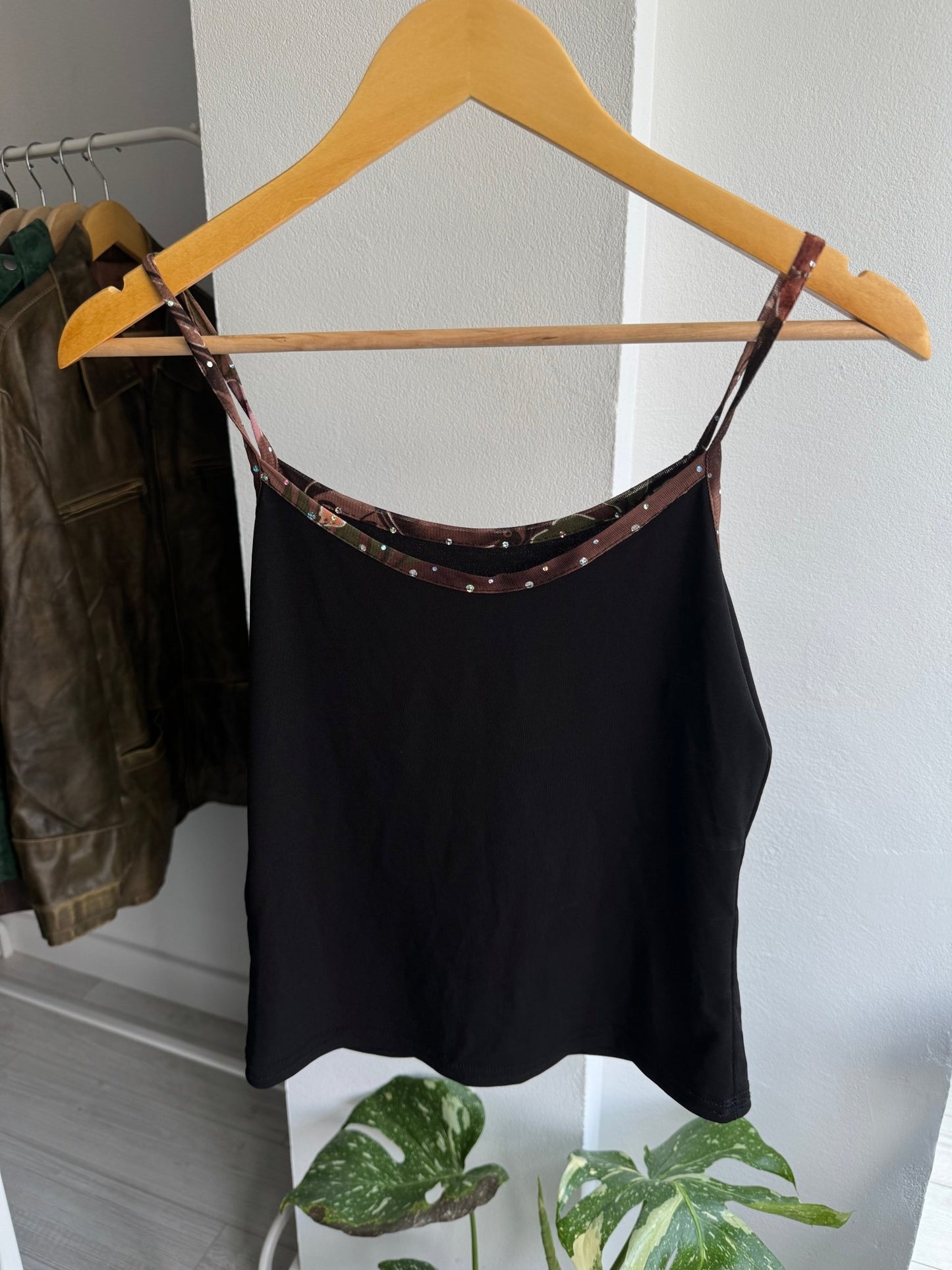 ☀️ Top Y2K Damă Negru cu Rhinestones – XS/S – Made in Italy - anbracaminte