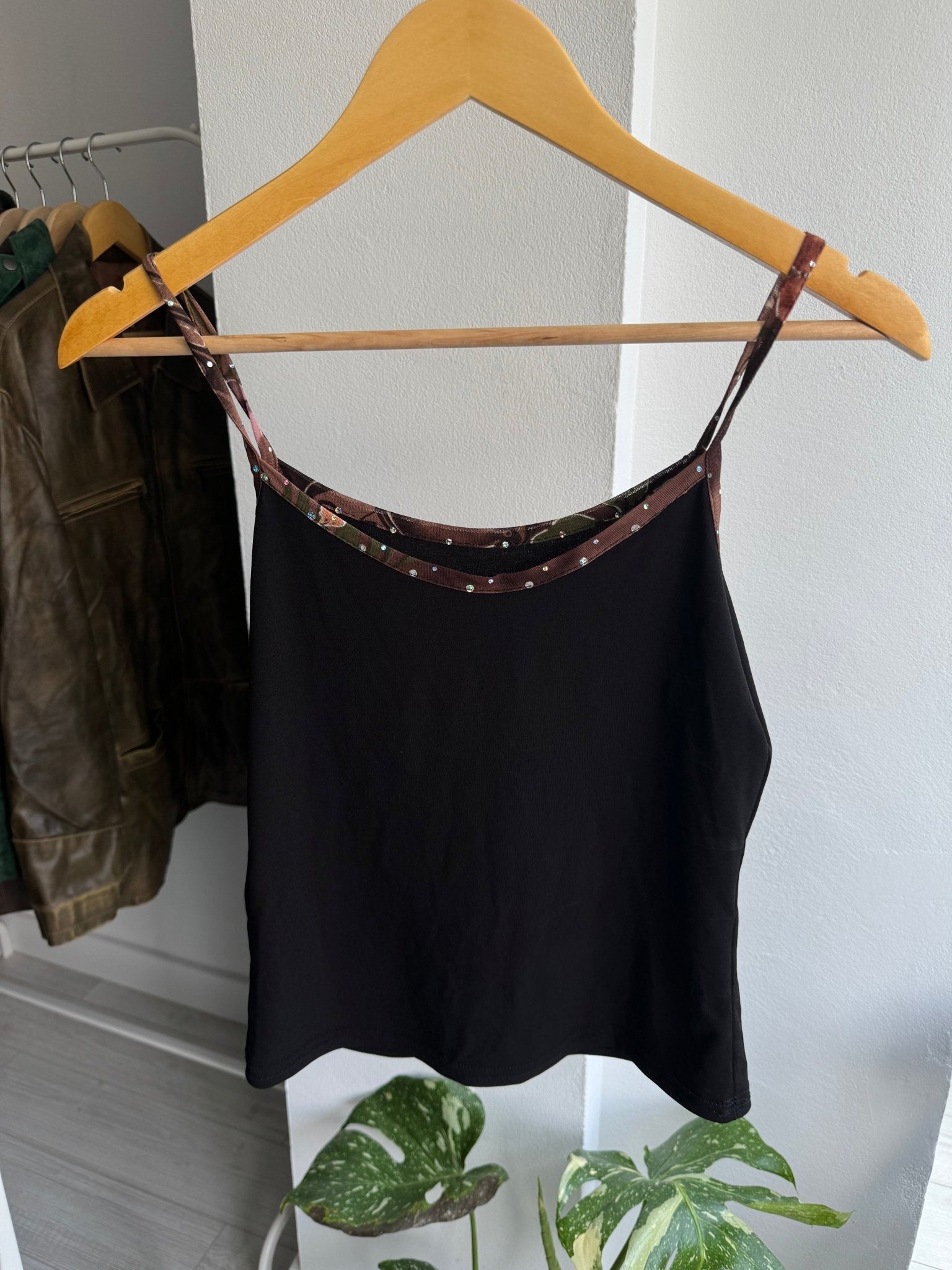 ☀️ Top Y2K Damă Negru cu Rhinestones – XS/S – Made in Italy - anbracaminte