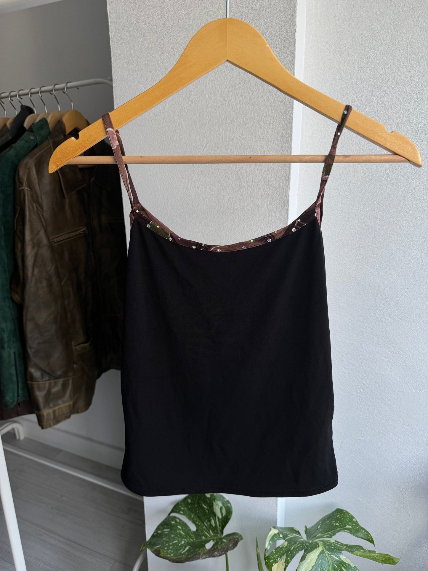 ☀️ Top Y2K Damă Negru cu Rhinestones – XS/S – Made in Italy - anbracaminte