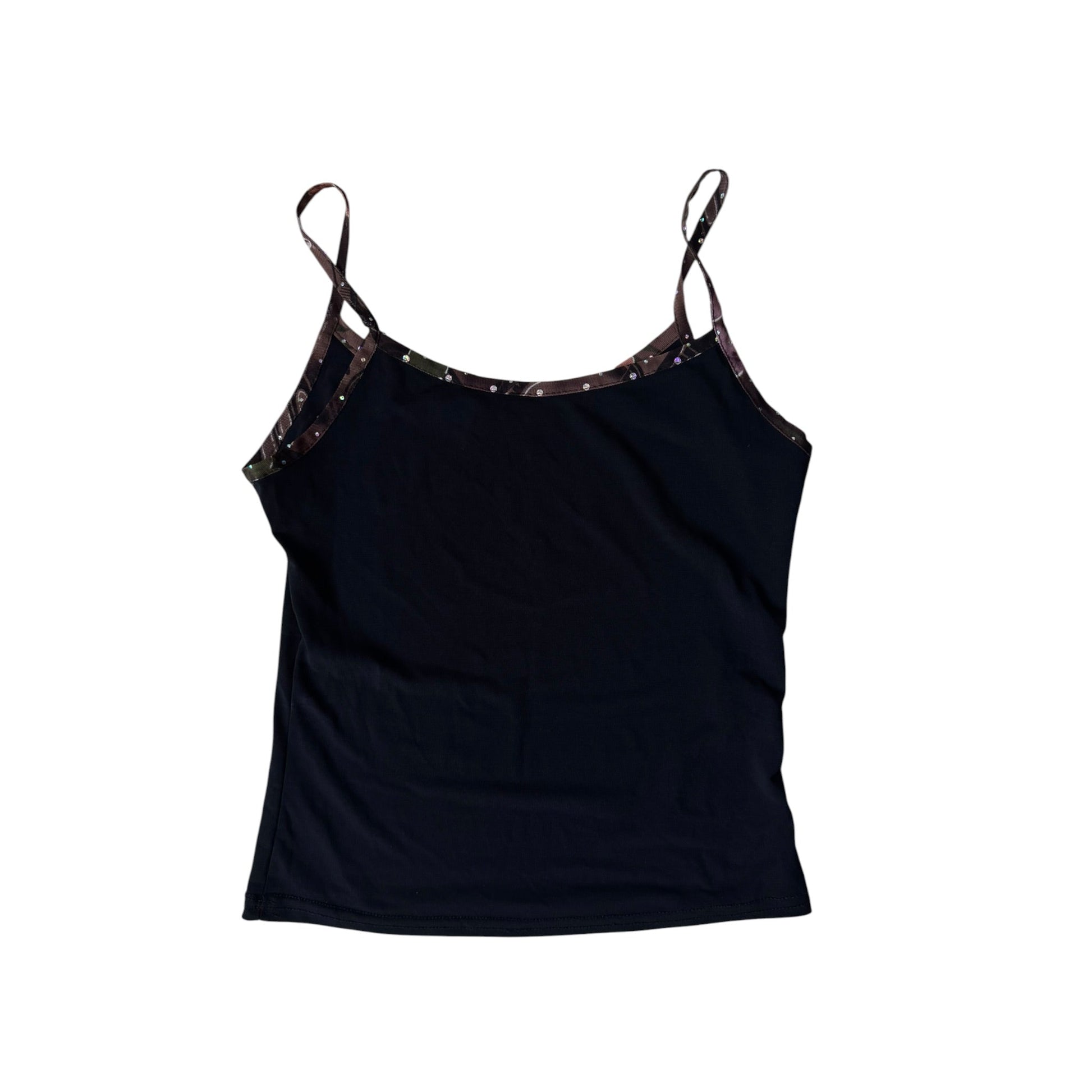☀️ Top Y2K Damă Negru cu Rhinestones – XS/S – Made in Italy - anbracaminte