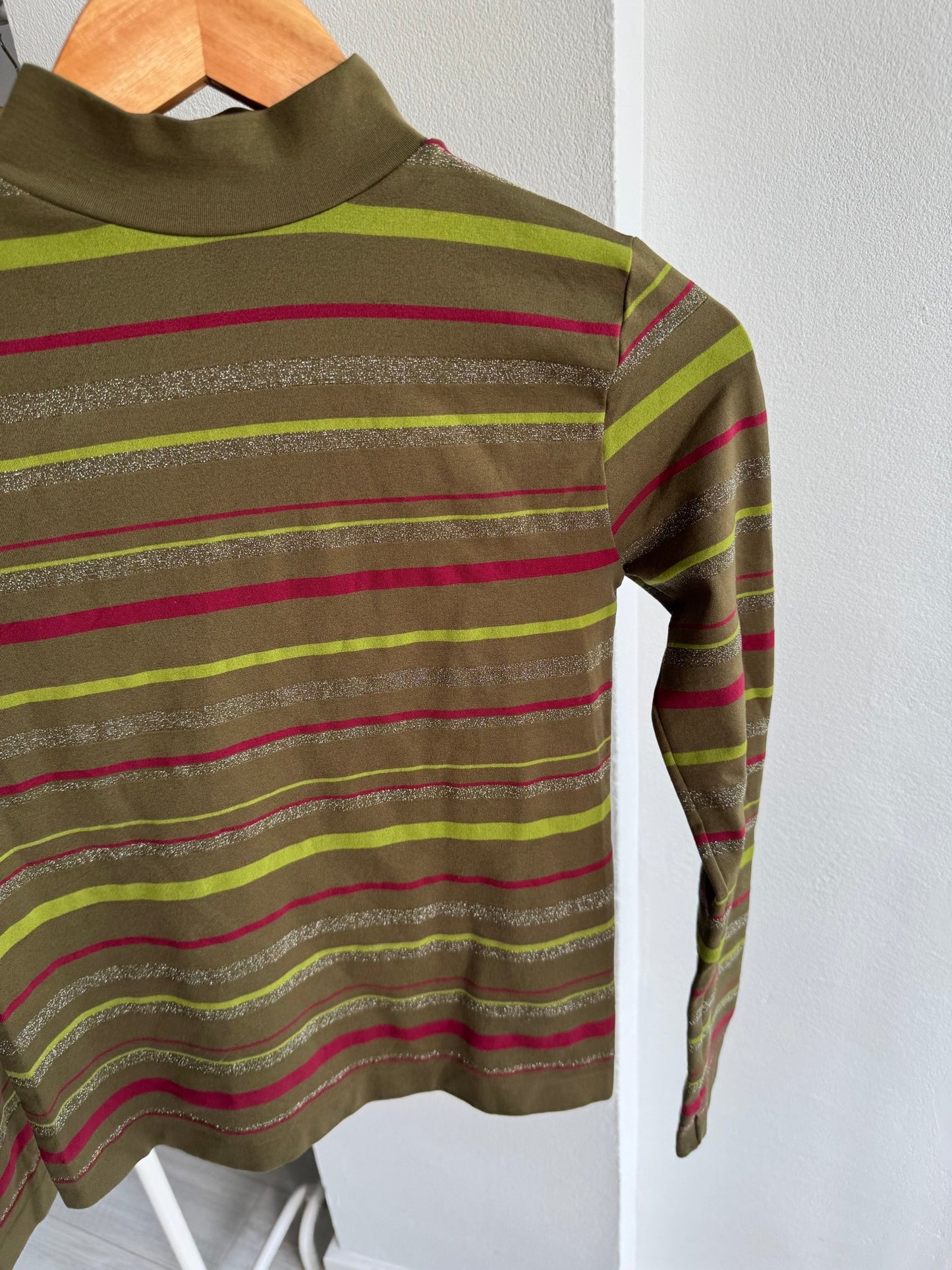 ☀️ Top Y2K Dark Green Striped – L/XL Damă - anbracaminte