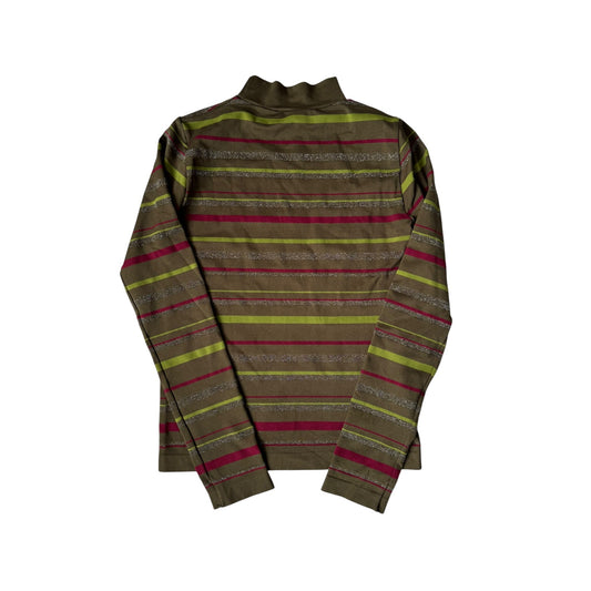 ☀️ Top Y2K Dark Green Striped – L/XL Damă - anbracaminte