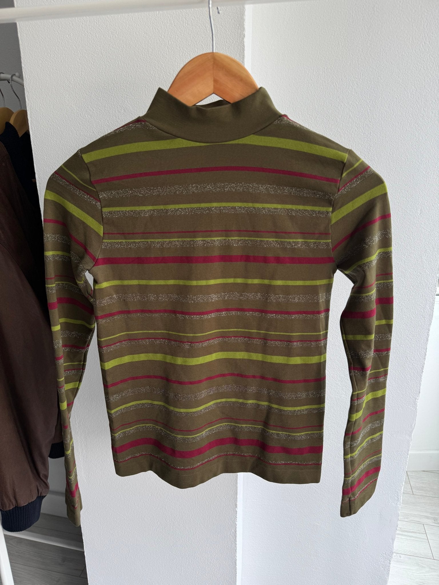 ☀️ Top Y2K Dark Green Striped – L/XL Damă - anbracaminte