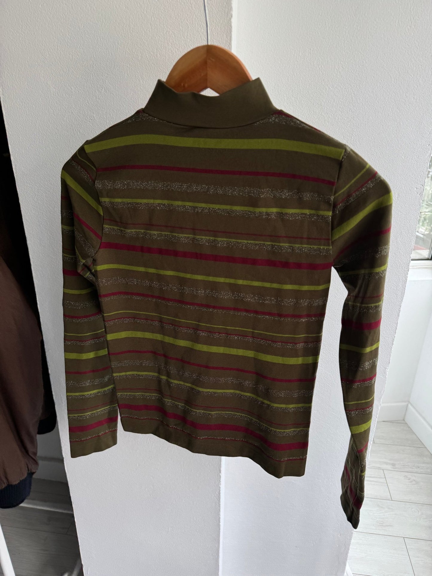 ☀️ Top Y2K Dark Green Striped – L/XL Damă - anbracaminte