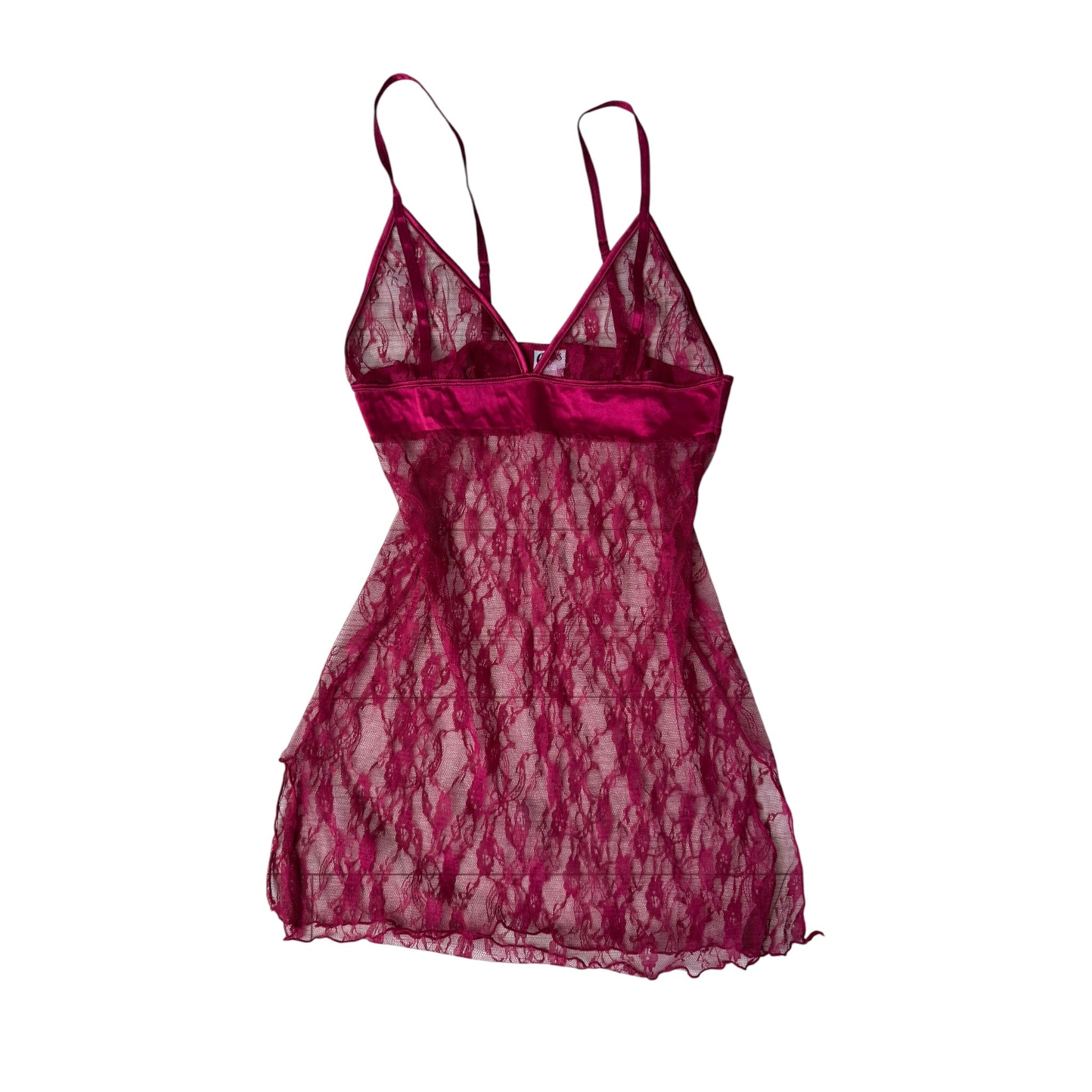 💗 Top Y2K Dark Pink Lace – XS/S Damă - anbracaminte