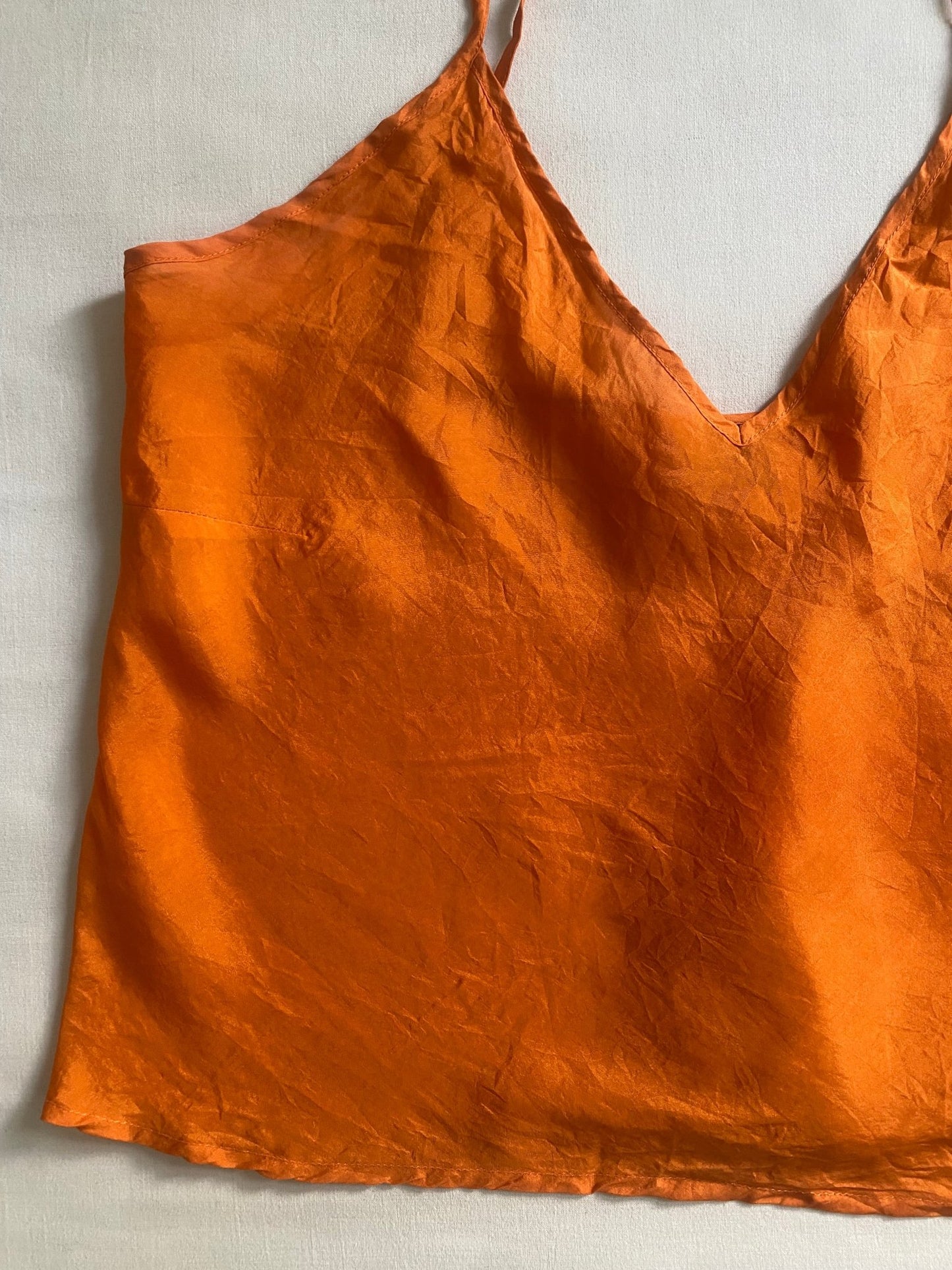 🍊 Top Y2K din Mătase Portocalie – Femei M – Made in Italy - anbracaminte