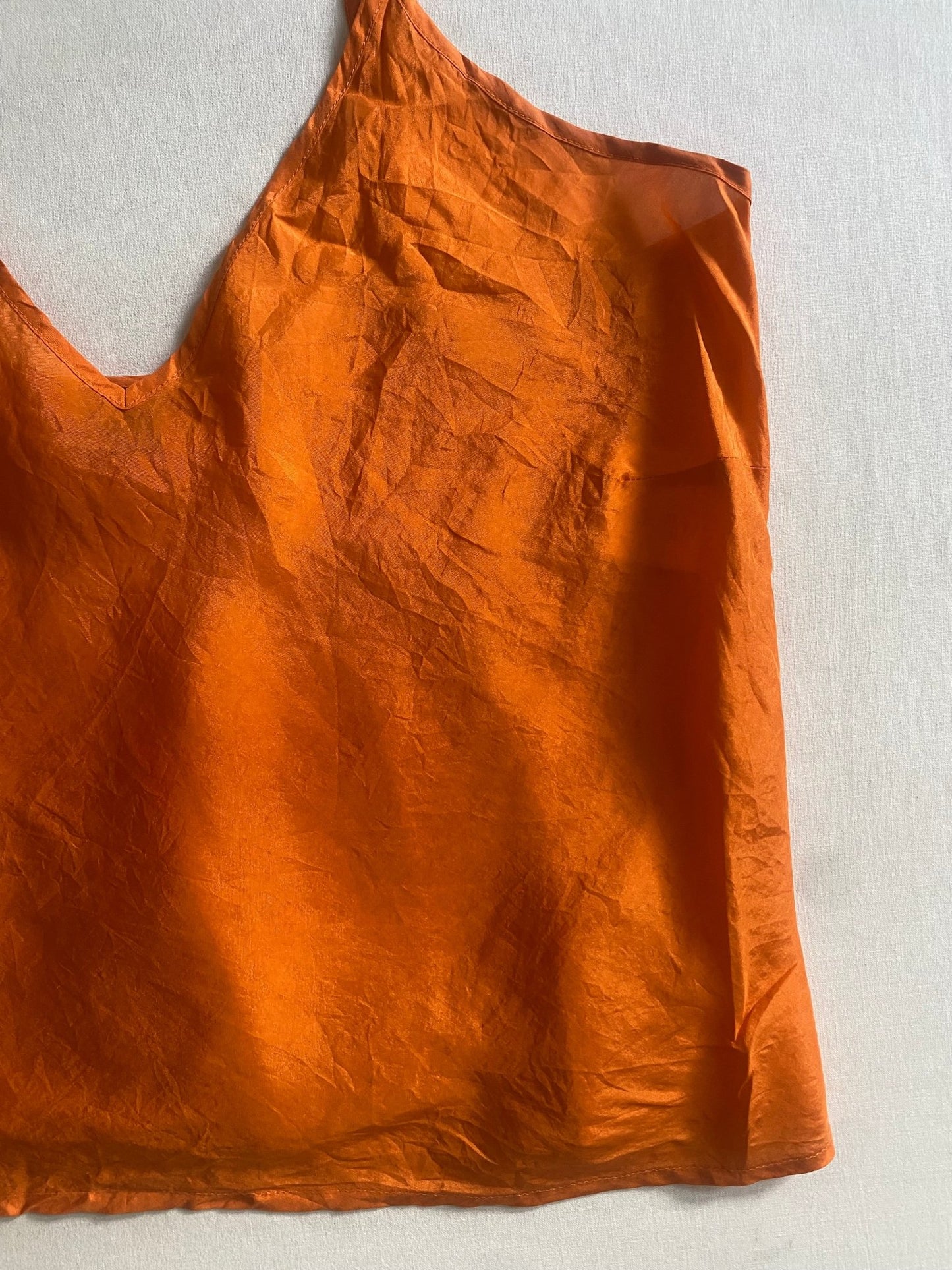 🍊 Top Y2K din Mătase Portocalie – Femei M – Made in Italy - anbracaminte