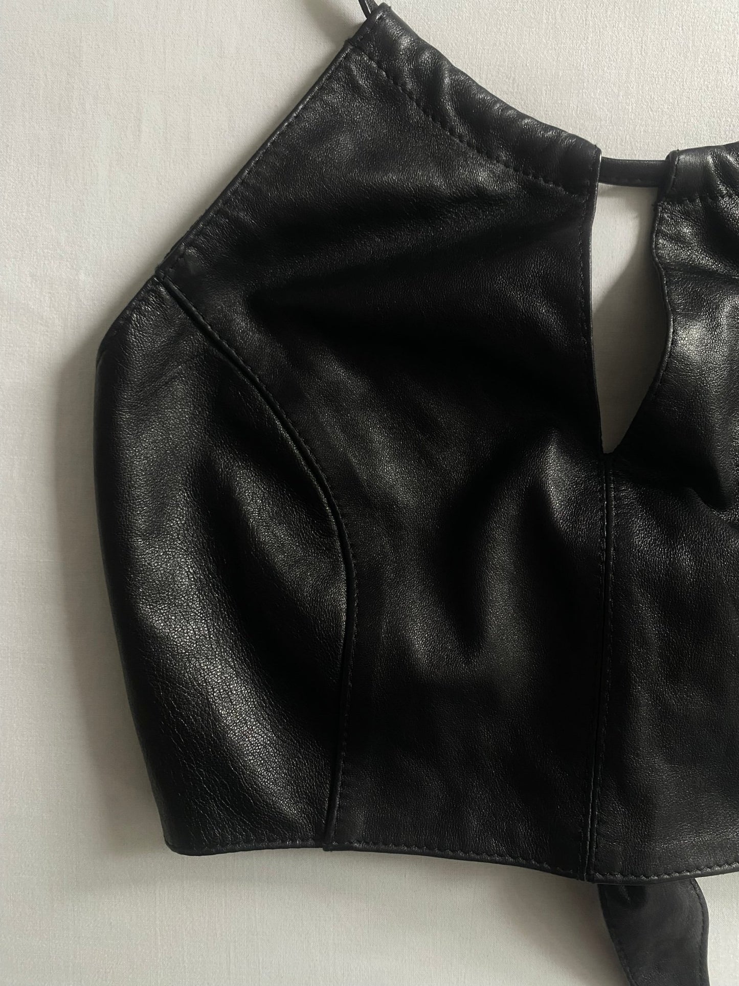 🖤 Top Y2K din Piele Naturală – Wrap Around – Mărime M – Made in Italy - anbracaminte