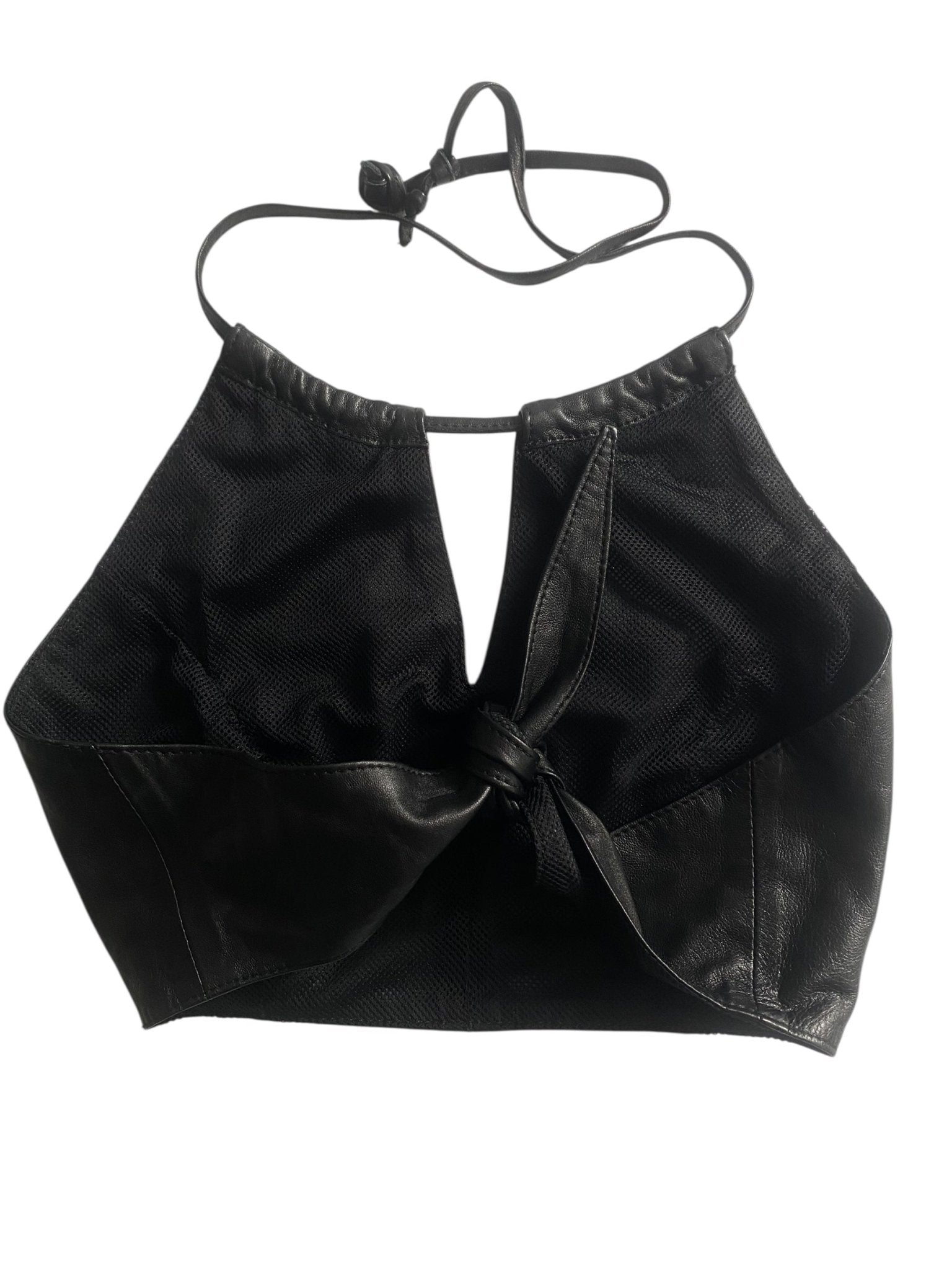🖤 Top Y2K din Piele Naturală – Wrap Around – Mărime M – Made in Italy - anbracaminte