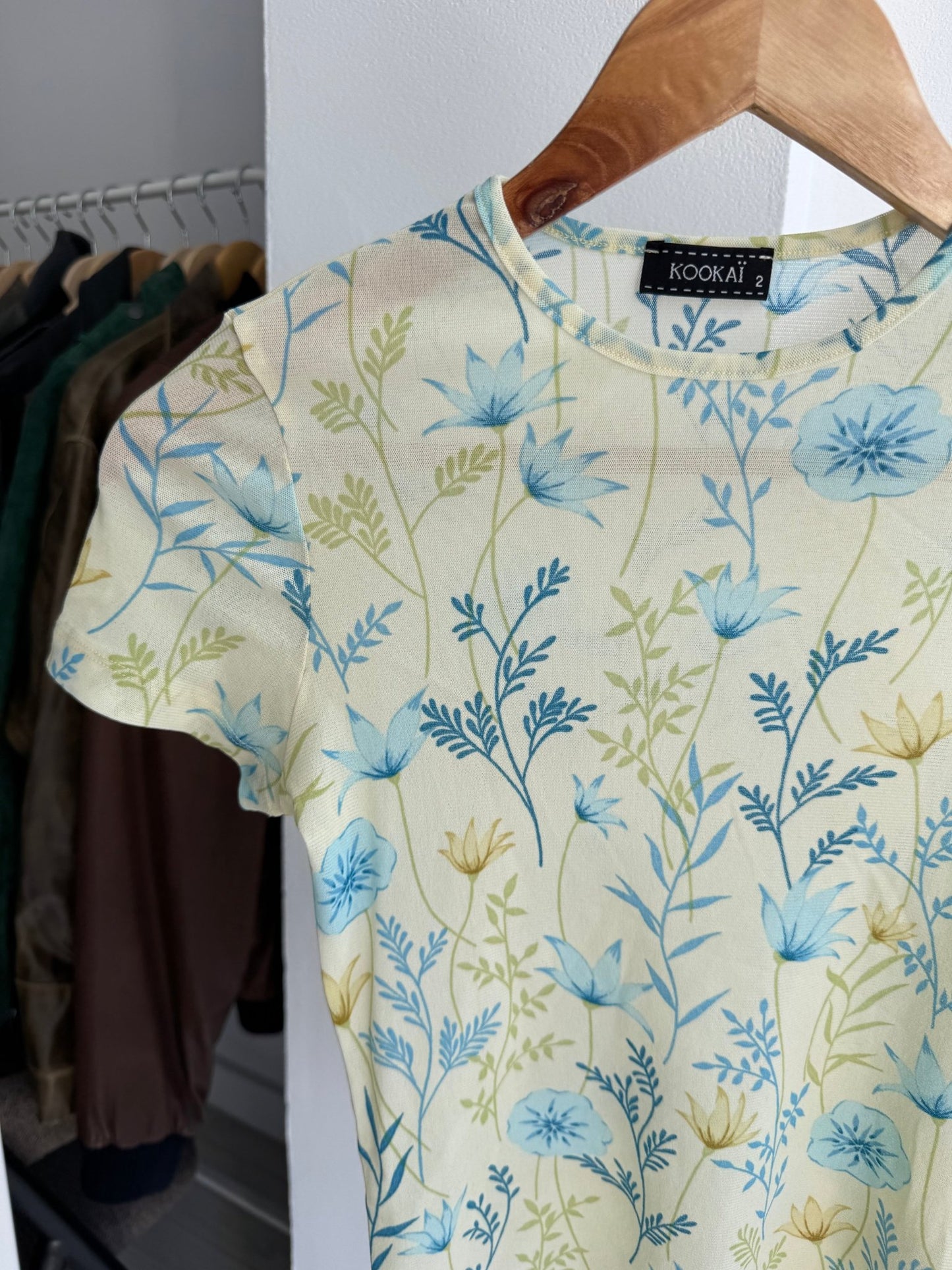 🌸 Top Y2K Floral Mesh – Size 2 (S) – Made in France - anbracaminte