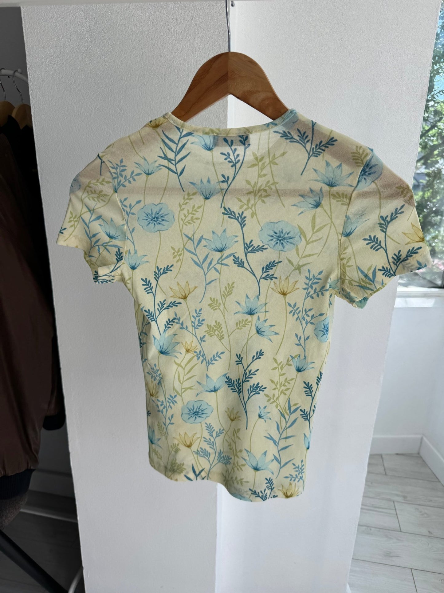 🌸 Top Y2K Floral Mesh – Size 2 (S) – Made in France - anbracaminte