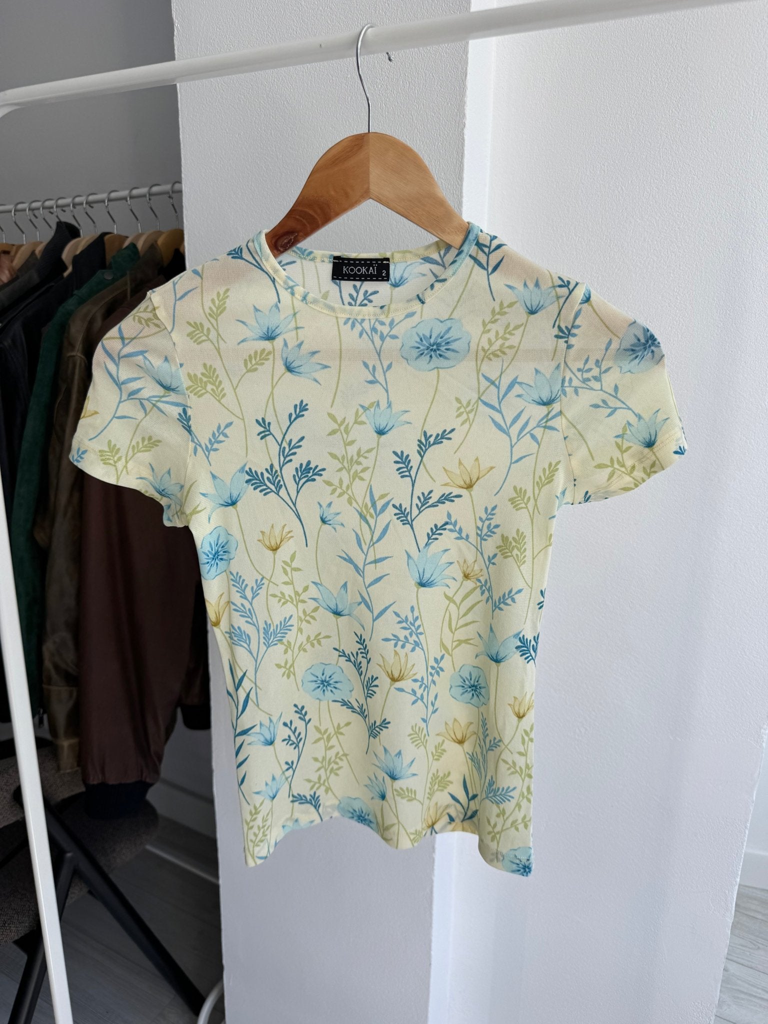 🌸 Top Y2K Floral Mesh – Size 2 (S) – Made in France - anbracaminte