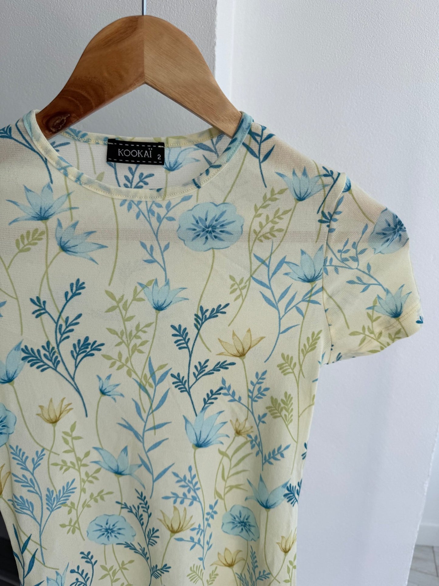 🌸 Top Y2K Floral Mesh – Size 2 (S) – Made in France - anbracaminte