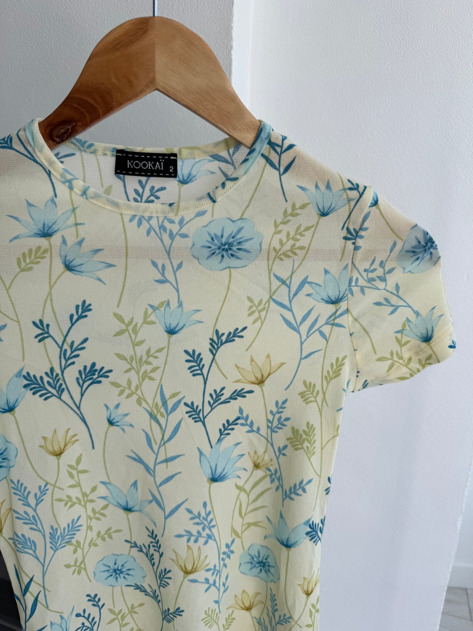 🌸 Top Y2K Floral Mesh – Size 2 (S) – Made in France - anbracaminte