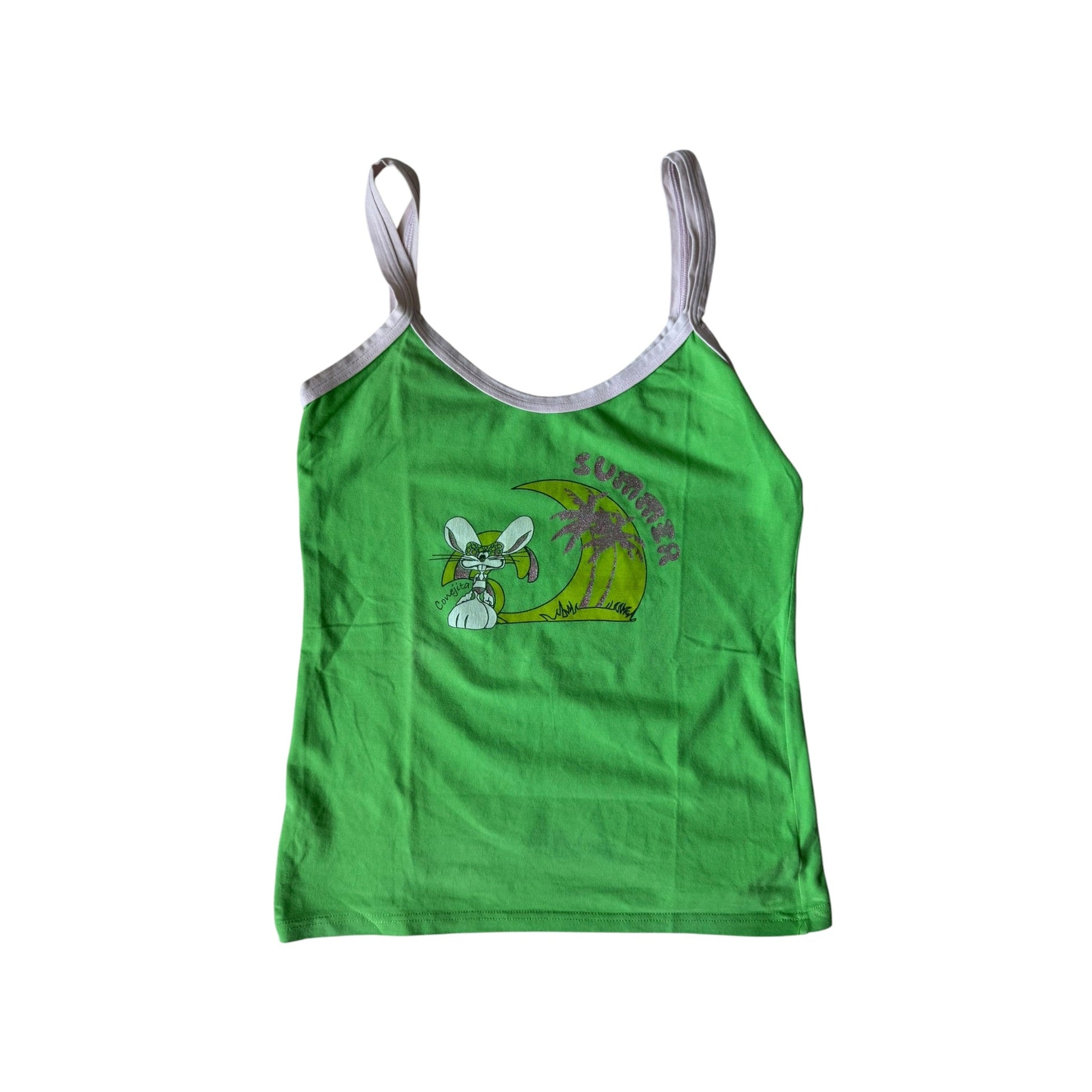 🏄‍♀️ Top Y2K Green Graphic Tank – M Damă – Made in Italy - anbracaminte