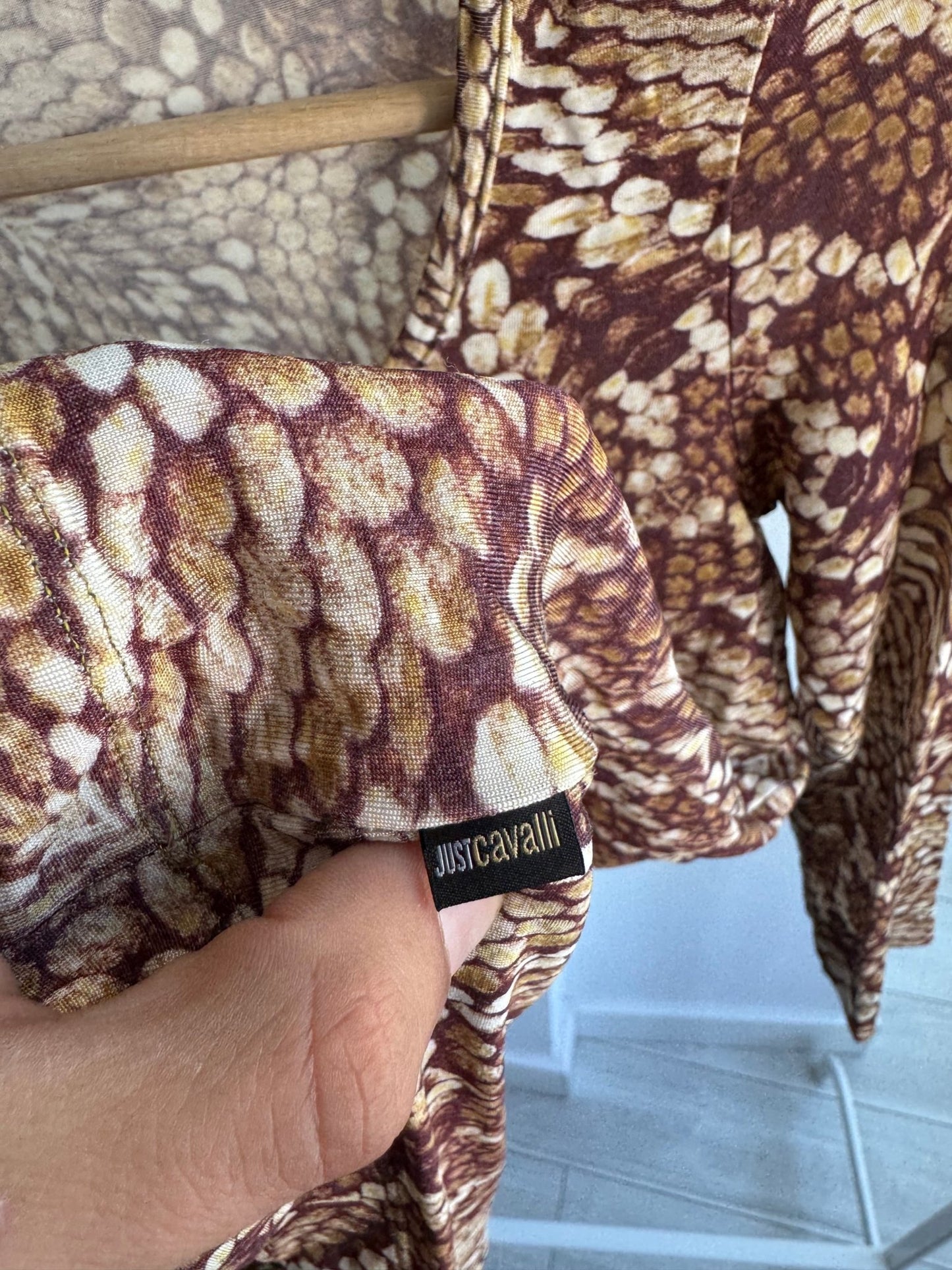 🐍 Top Y2K Just Cavalli Snakeskin Print – Stretchy Fit – aprox. XS/S - anbracaminte
