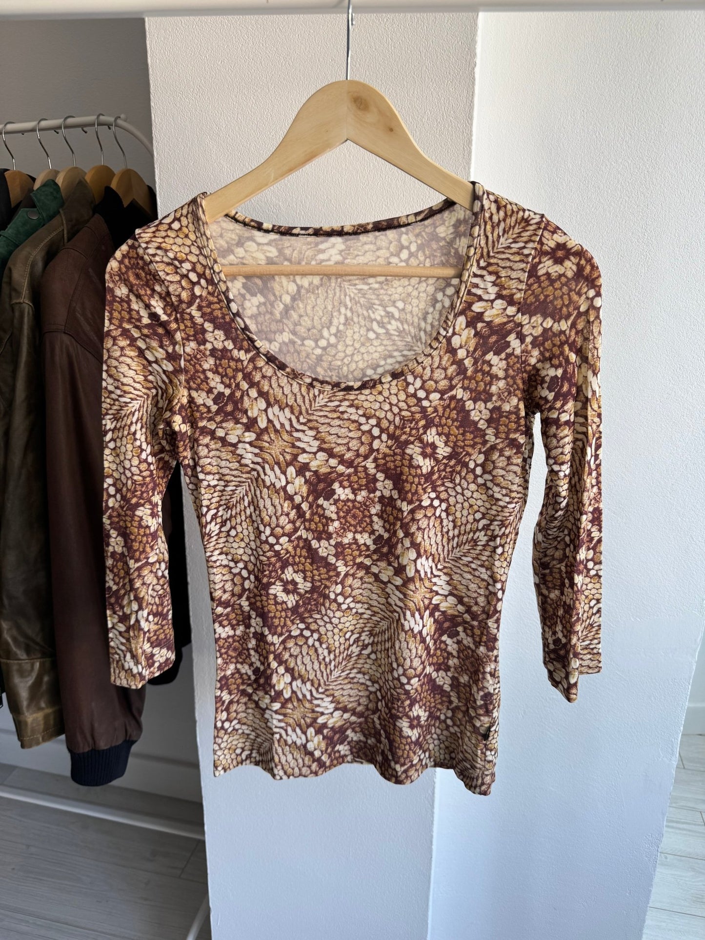 🐍 Top Y2K Just Cavalli Snakeskin Print – Stretchy Fit – aprox. XS/S - anbracaminte