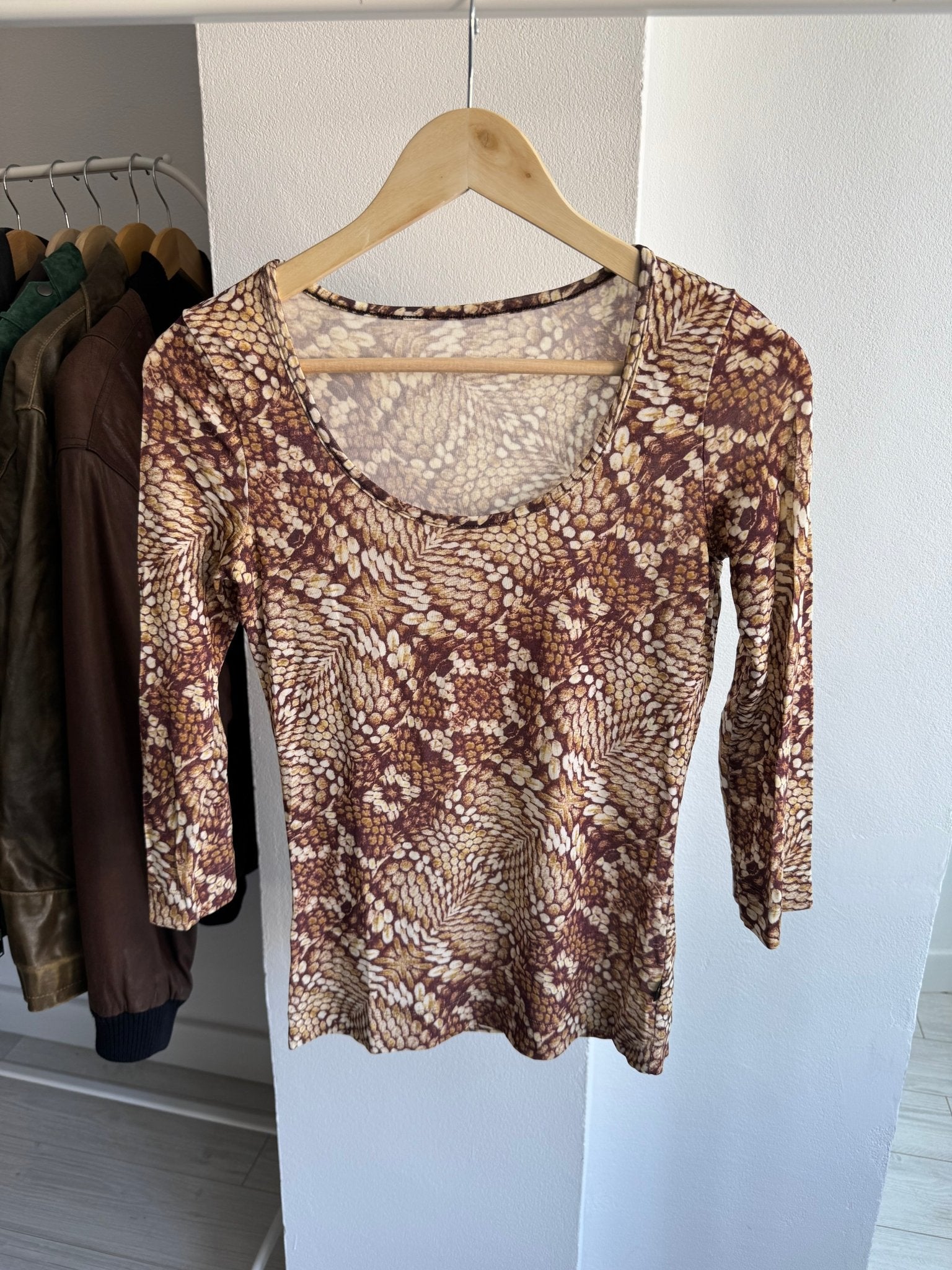 🐍 Top Y2K Just Cavalli Snakeskin Print – Stretchy Fit – aprox. XS/S - anbracaminte