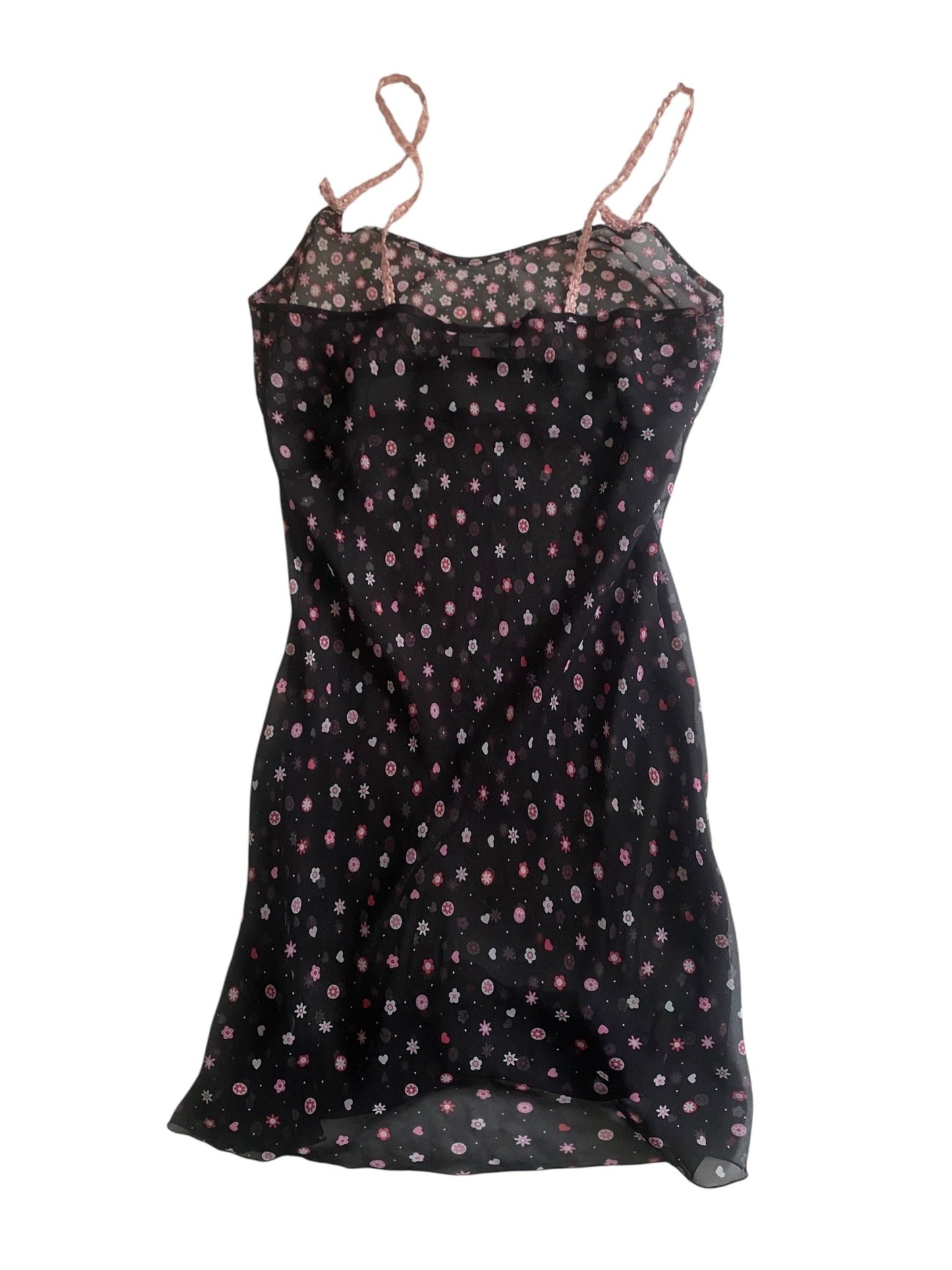 🖤 Top Y2K Mesh Negru cu Floricele și Bretele Croșetate – Mărime S - anbracaminte