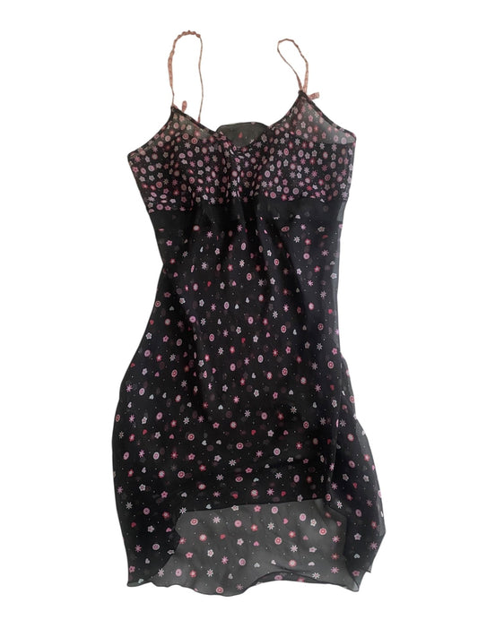 🖤 Top Y2K Mesh Negru cu Floricele și Bretele Croșetate – Mărime S - anbracaminte