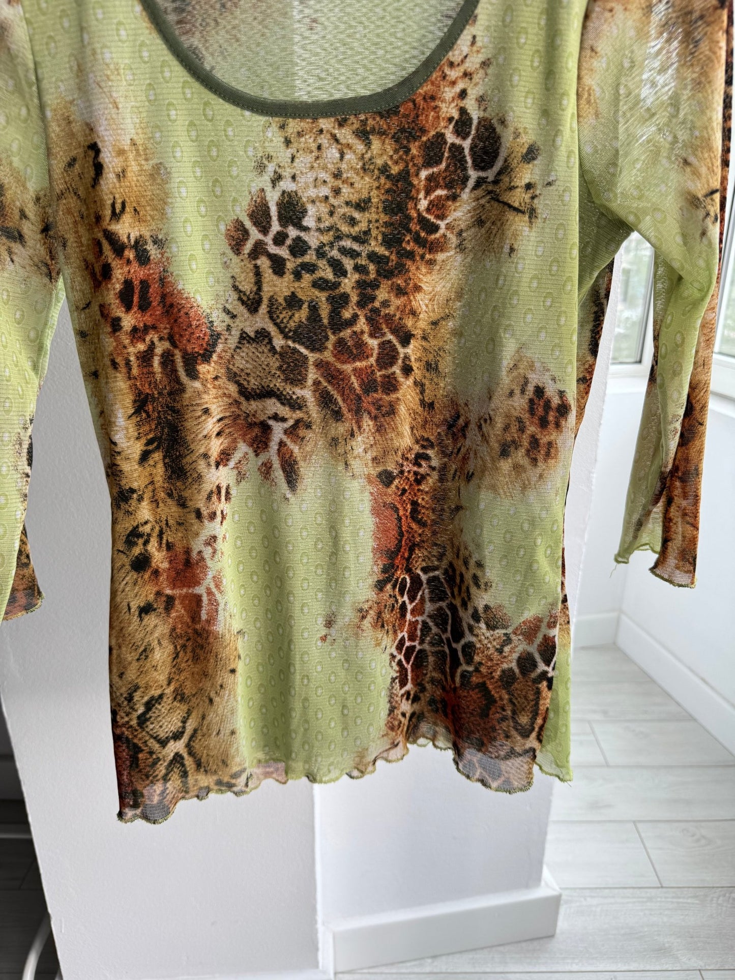 🐆 Top Y2K Mesh Printed – S/M Damă – Made in Italy - anbracaminte