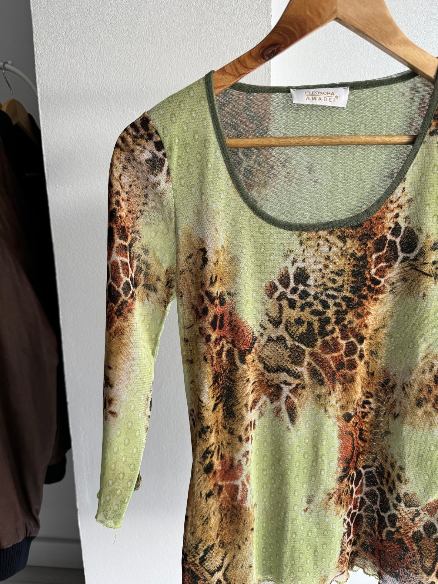 🐆 Top Y2K Mesh Printed – S/M Damă – Made in Italy - anbracaminte