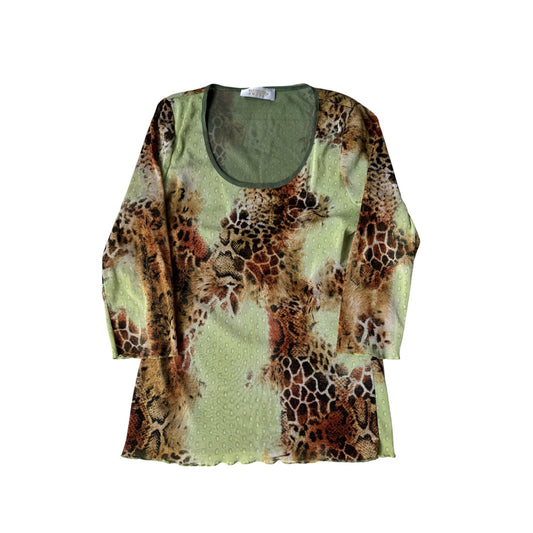 🐆 Top Y2K Mesh Printed – S/M Damă – Made in Italy - anbracaminte