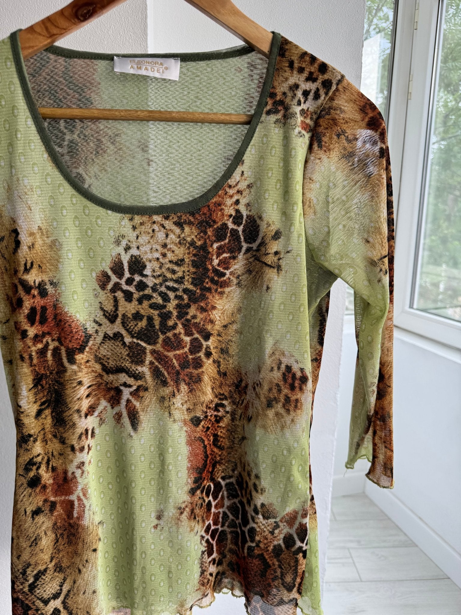 🐆 Top Y2K Mesh Printed – S/M Damă – Made in Italy - anbracaminte