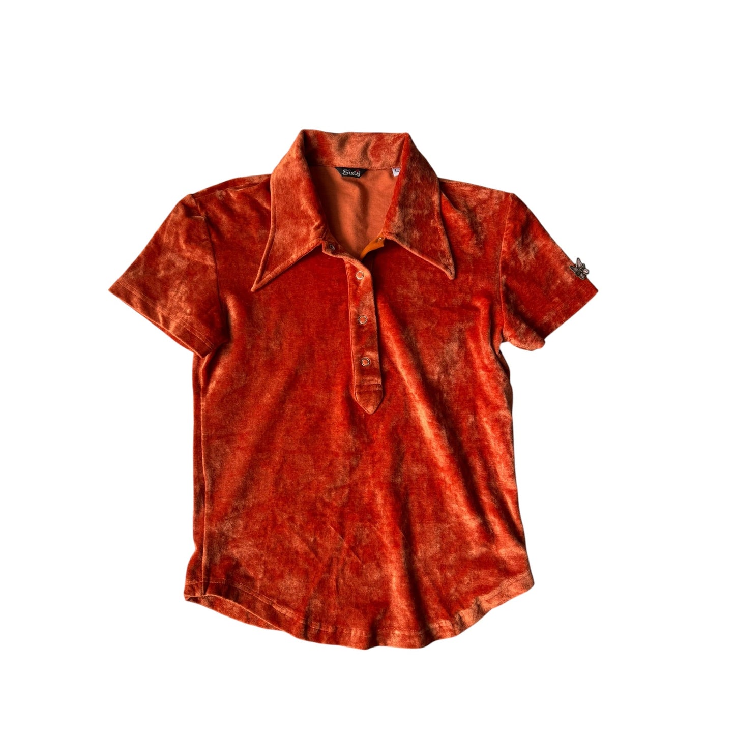 🍊 Top Y2K Miss Sixty Orange Polo Collared – L – Made in Italy - anbracaminte