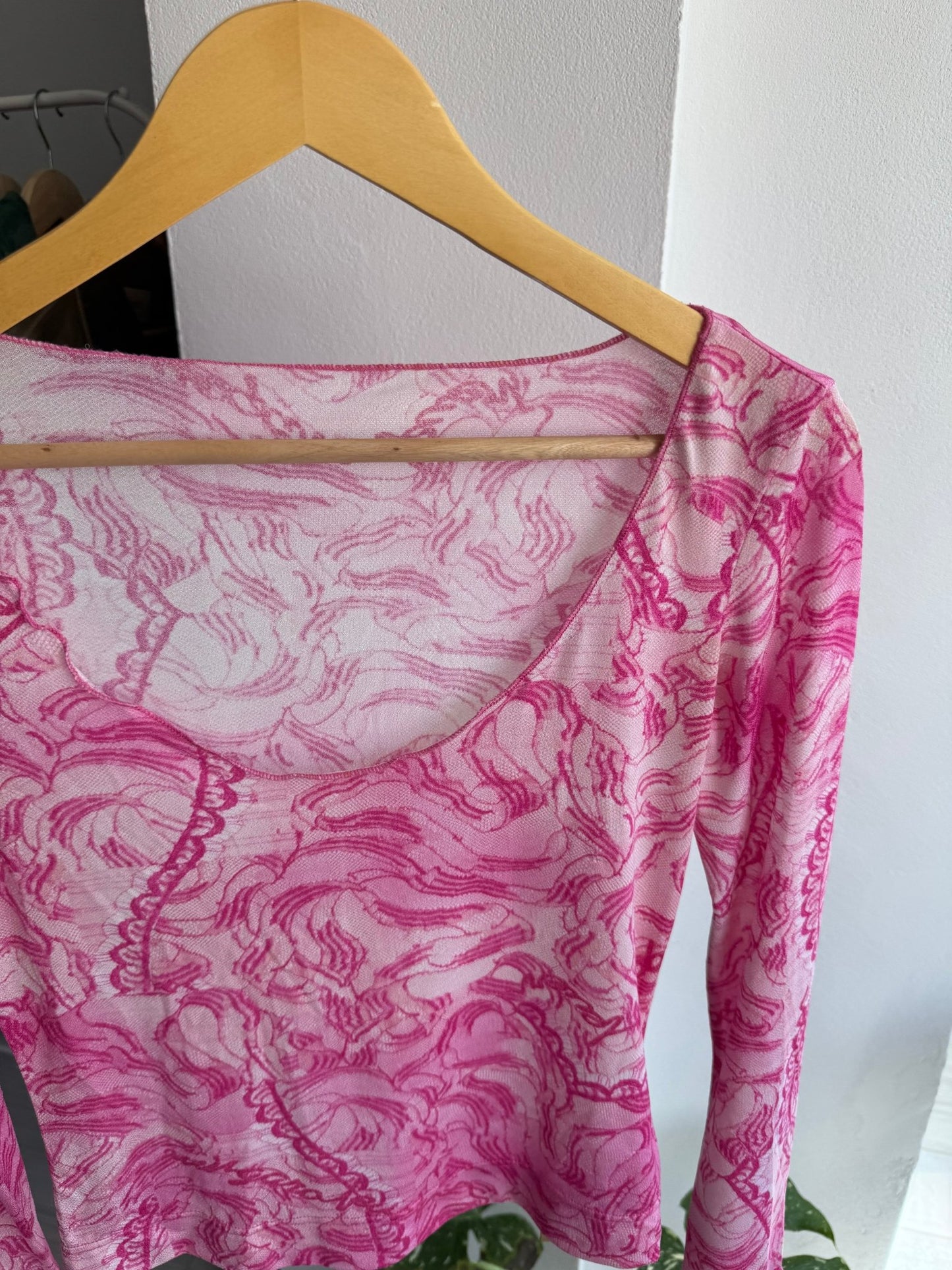 ✨ Top Y2K Pink Mesh – EU 36 (S Damă) – Made in Italy - anbracaminte