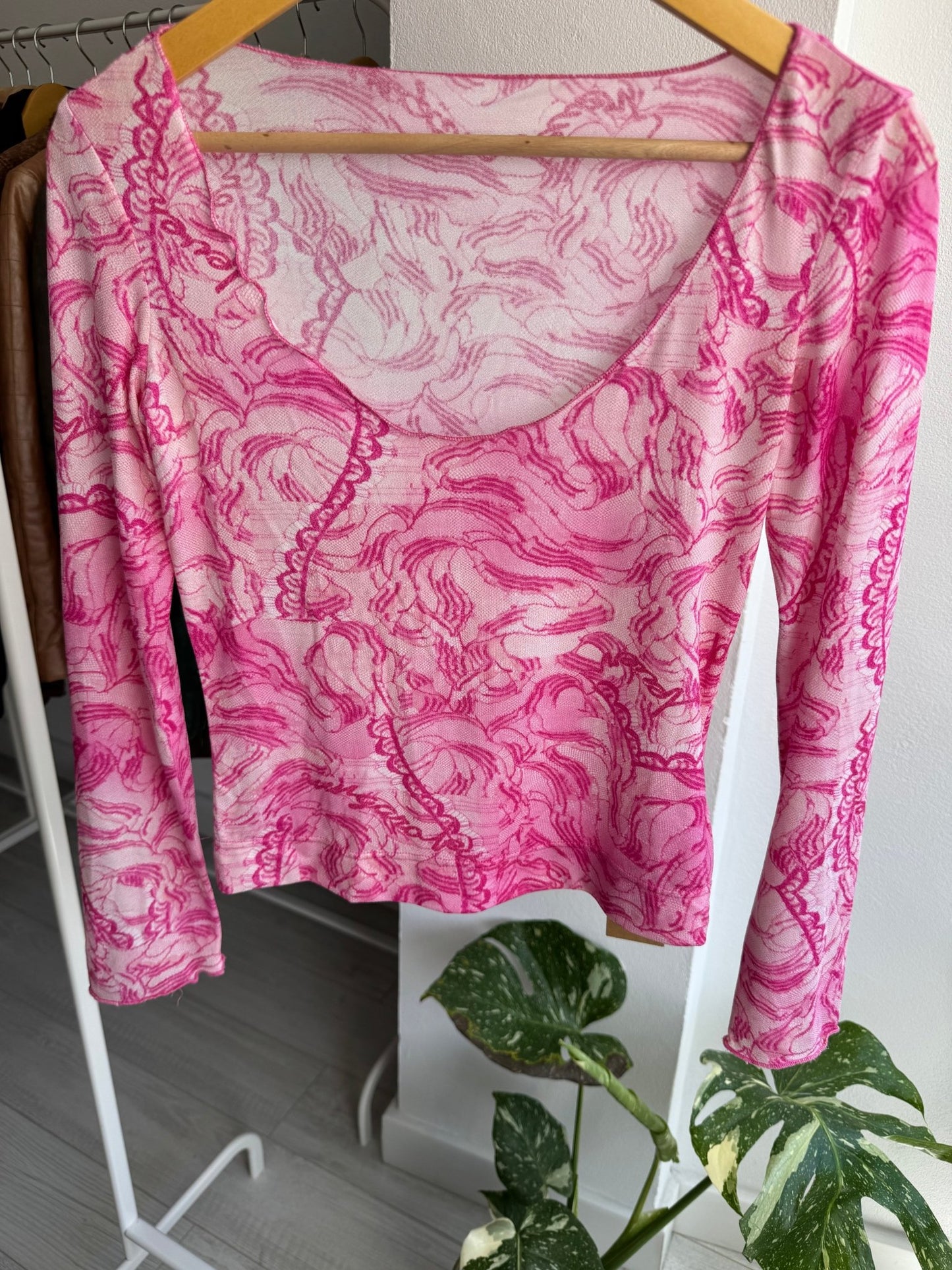 ✨ Top Y2K Pink Mesh – EU 36 (S Damă) – Made in Italy - anbracaminte