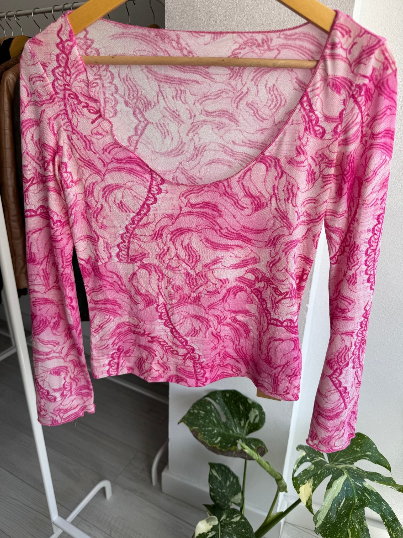 ✨ Top Y2K Pink Mesh – EU 36 (S Damă) – Made in Italy - anbracaminte