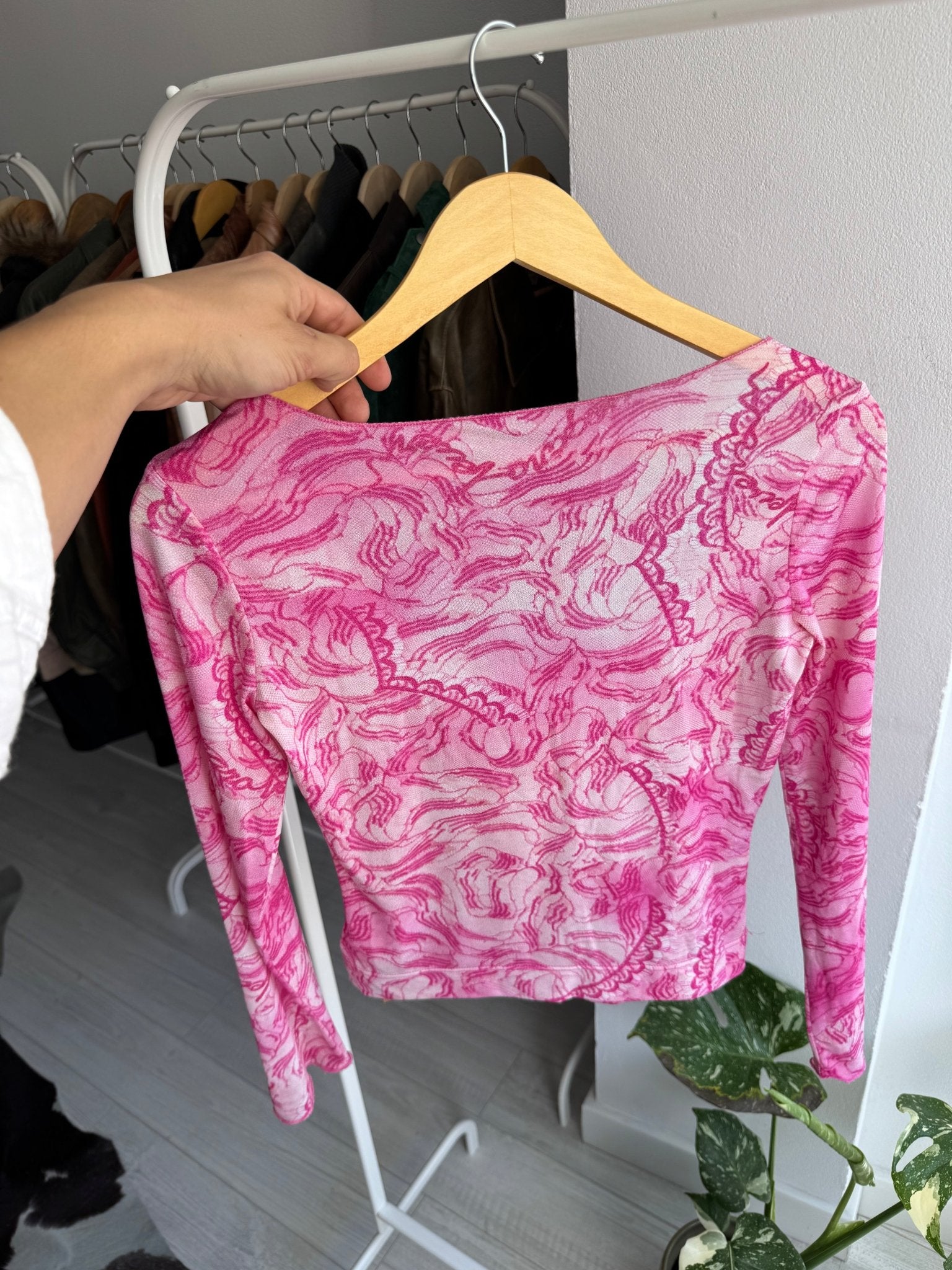 ✨ Top Y2K Pink Mesh – EU 36 (S Damă) – Made in Italy - anbracaminte