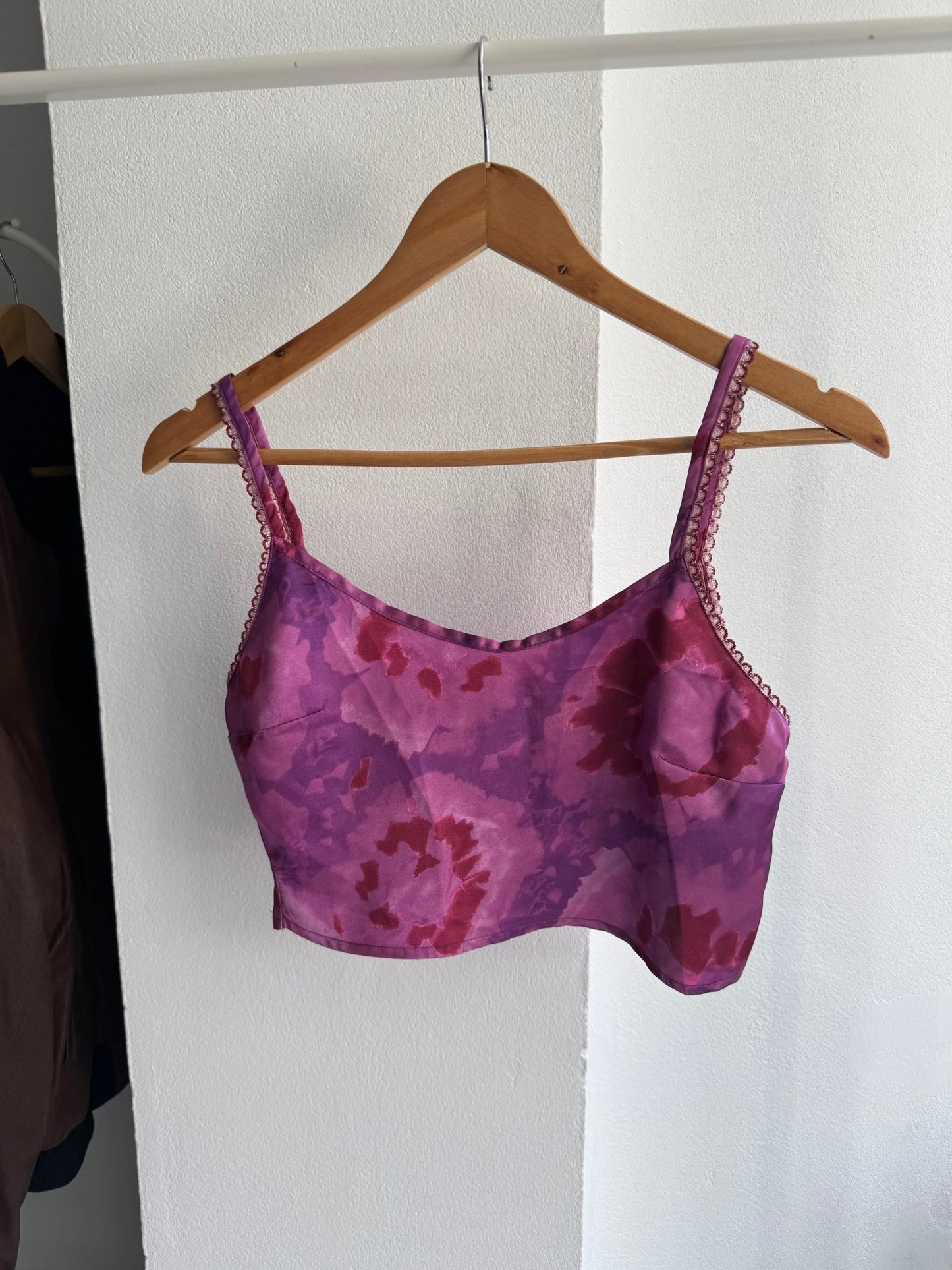 🟣 Top Y2K Printed Crop – EU 34 (XS) – Made in Italy - anbracaminte