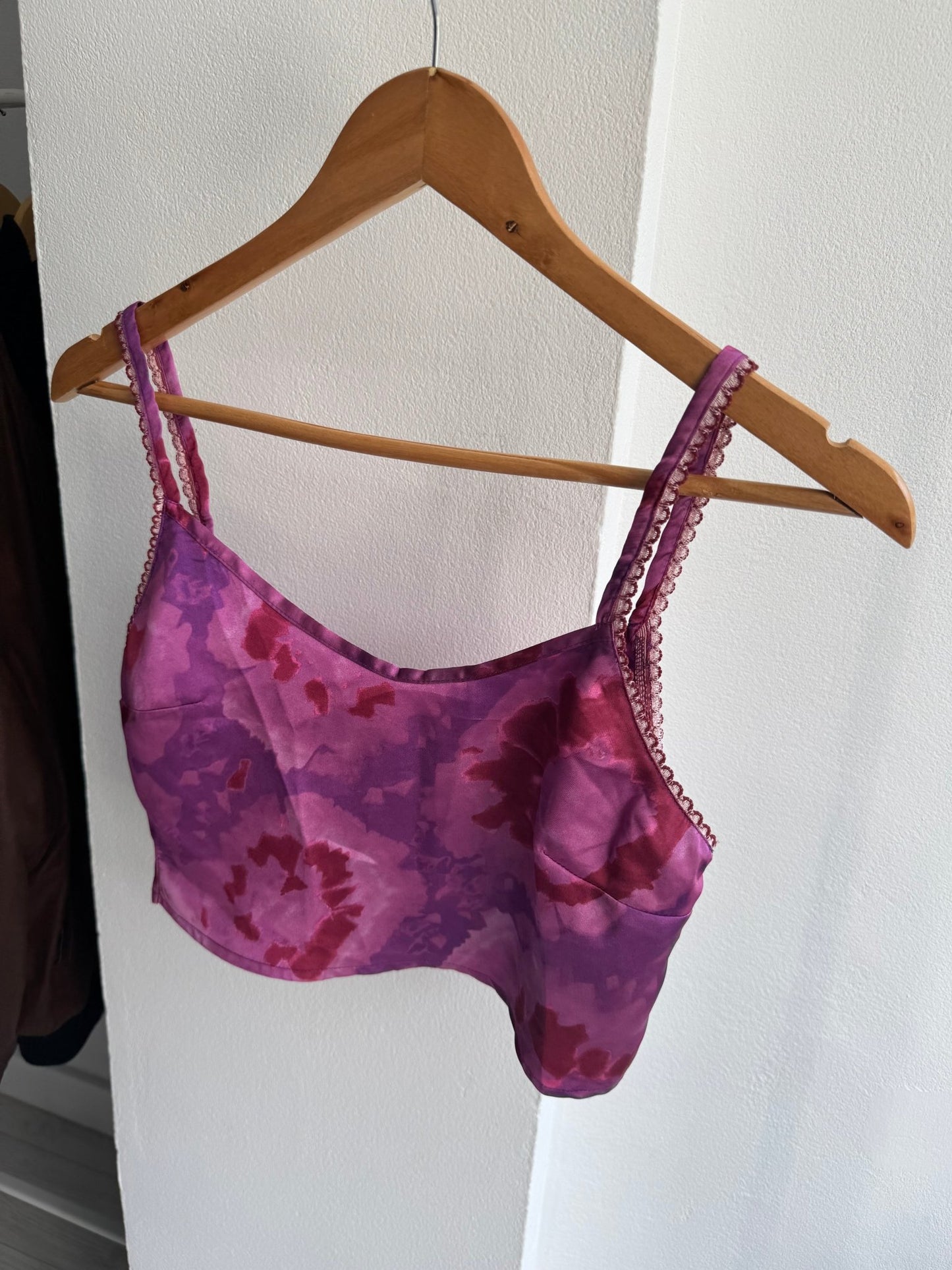 🟣 Top Y2K Printed Crop – EU 34 (XS) – Made in Italy - anbracaminte