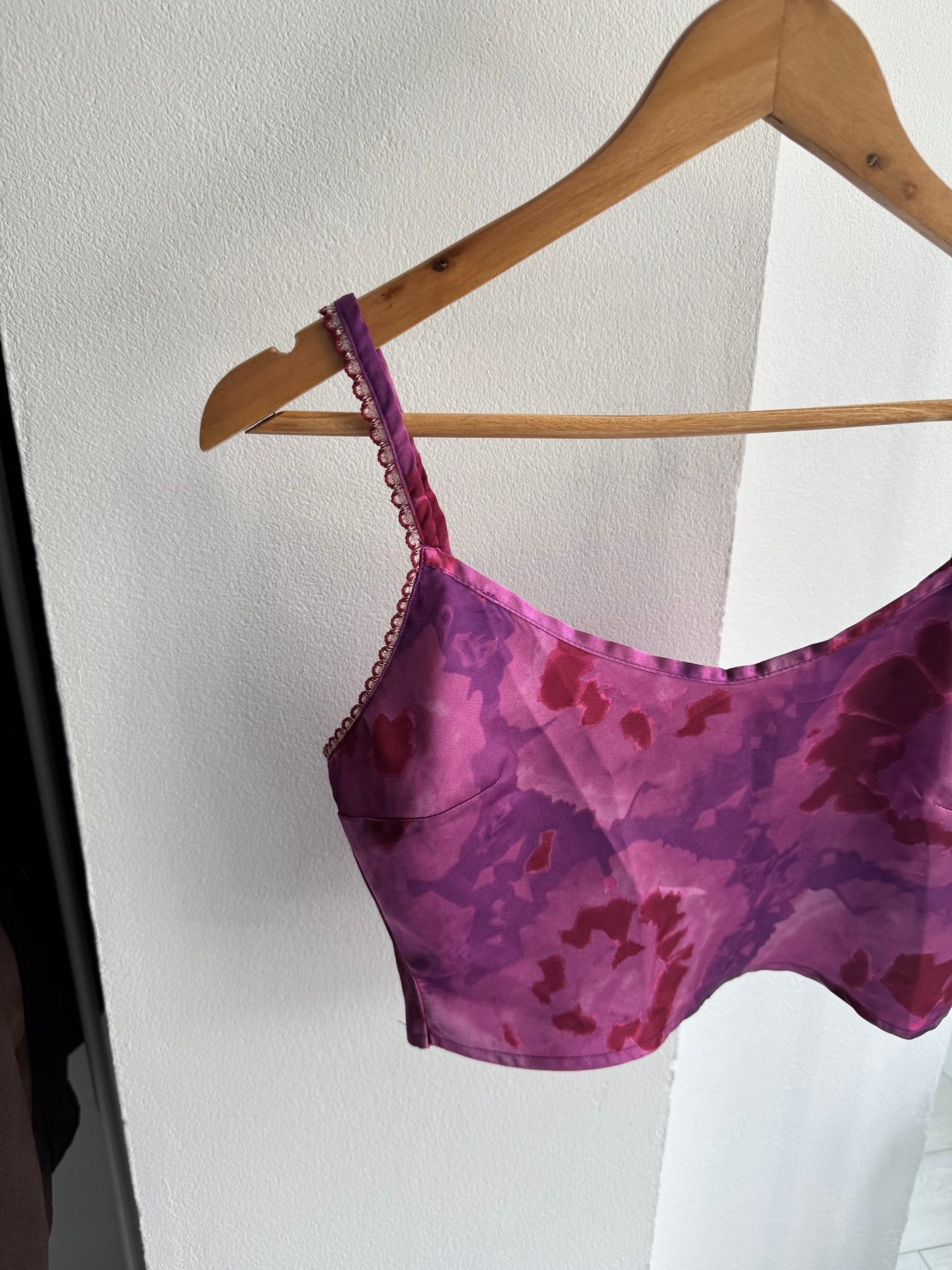 🟣 Top Y2K Printed Crop – EU 34 (XS) – Made in Italy - anbracaminte