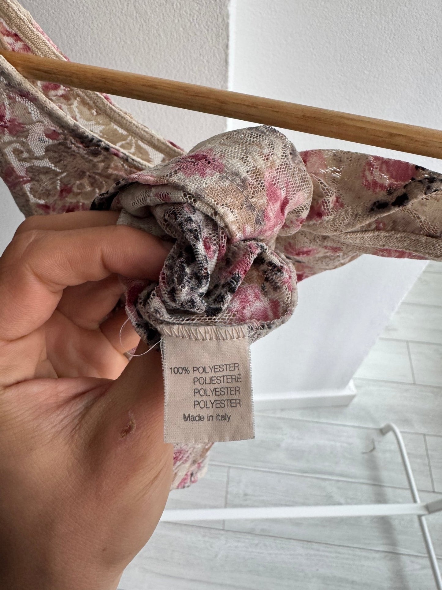 🐆 Top Y2K Printed Lace & Mesh – XS/S Damă – Made in Italy - anbracaminte