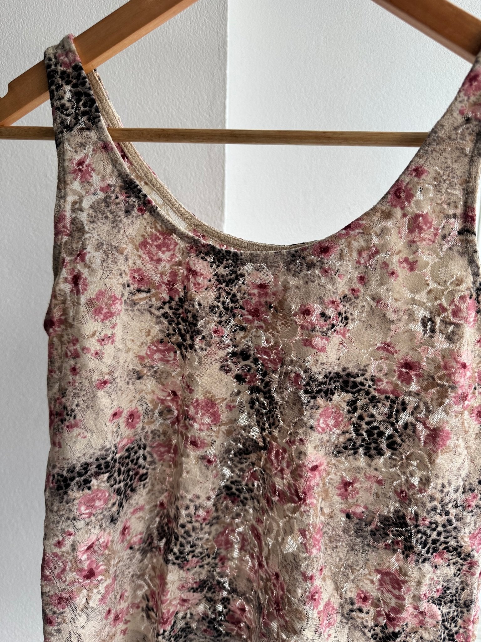 🐆 Top Y2K Printed Lace & Mesh – XS/S Damă – Made in Italy - anbracaminte