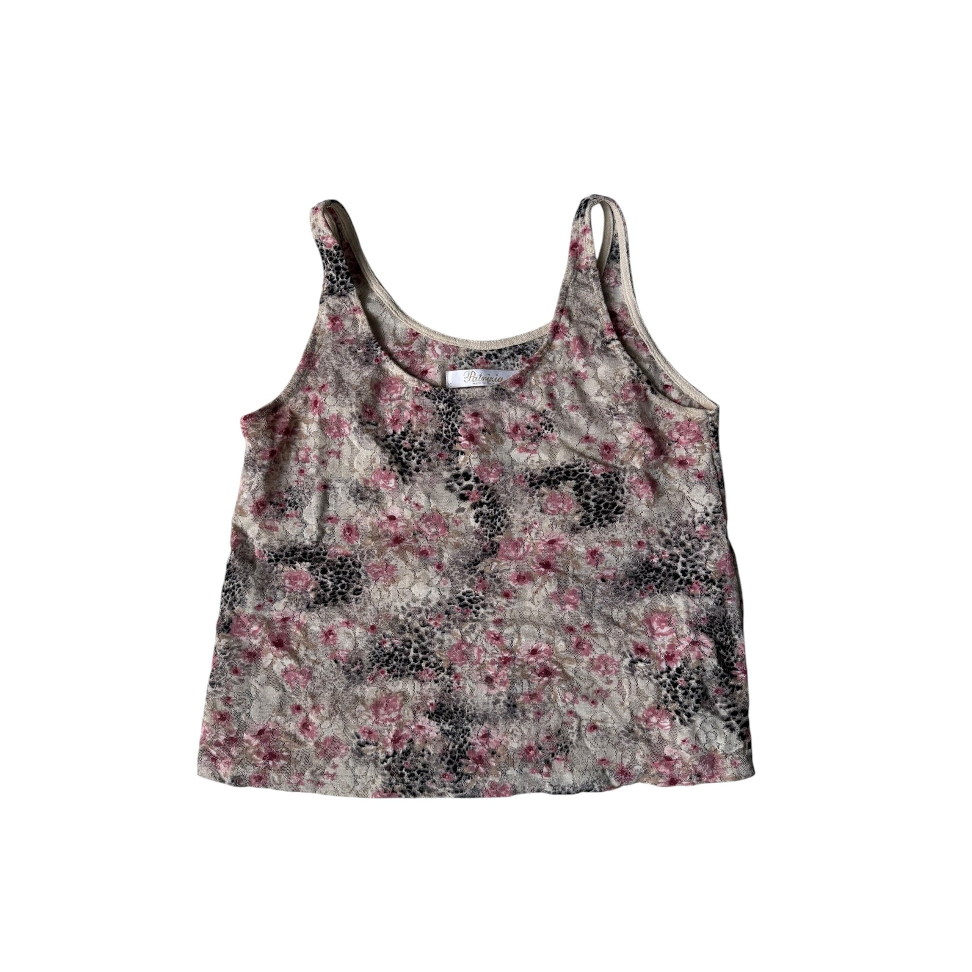 🐆 Top Y2K Printed Lace & Mesh – XS/S Damă – Made in Italy - anbracaminte