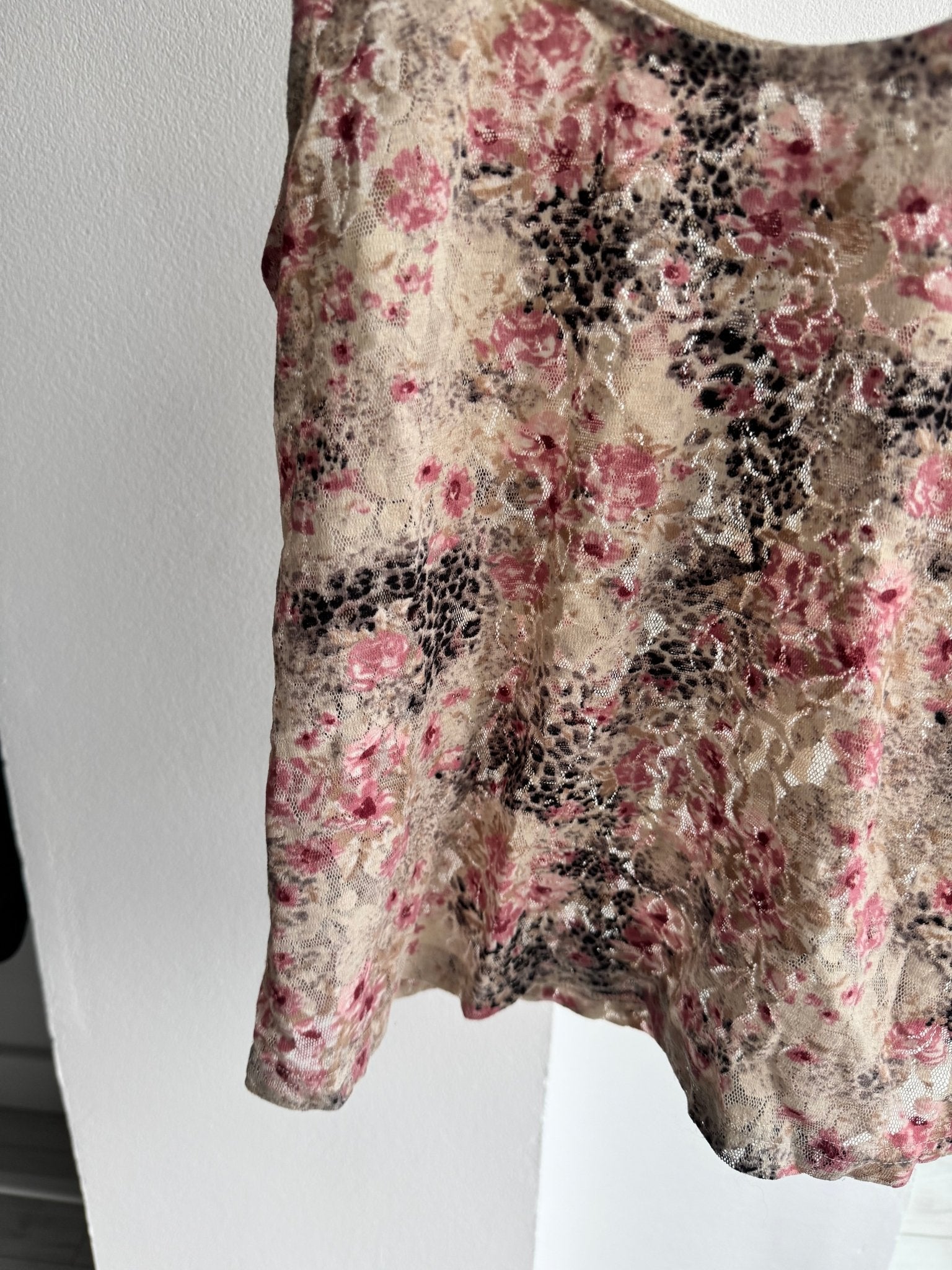 🐆 Top Y2K Printed Lace & Mesh – XS/S Damă – Made in Italy - anbracaminte