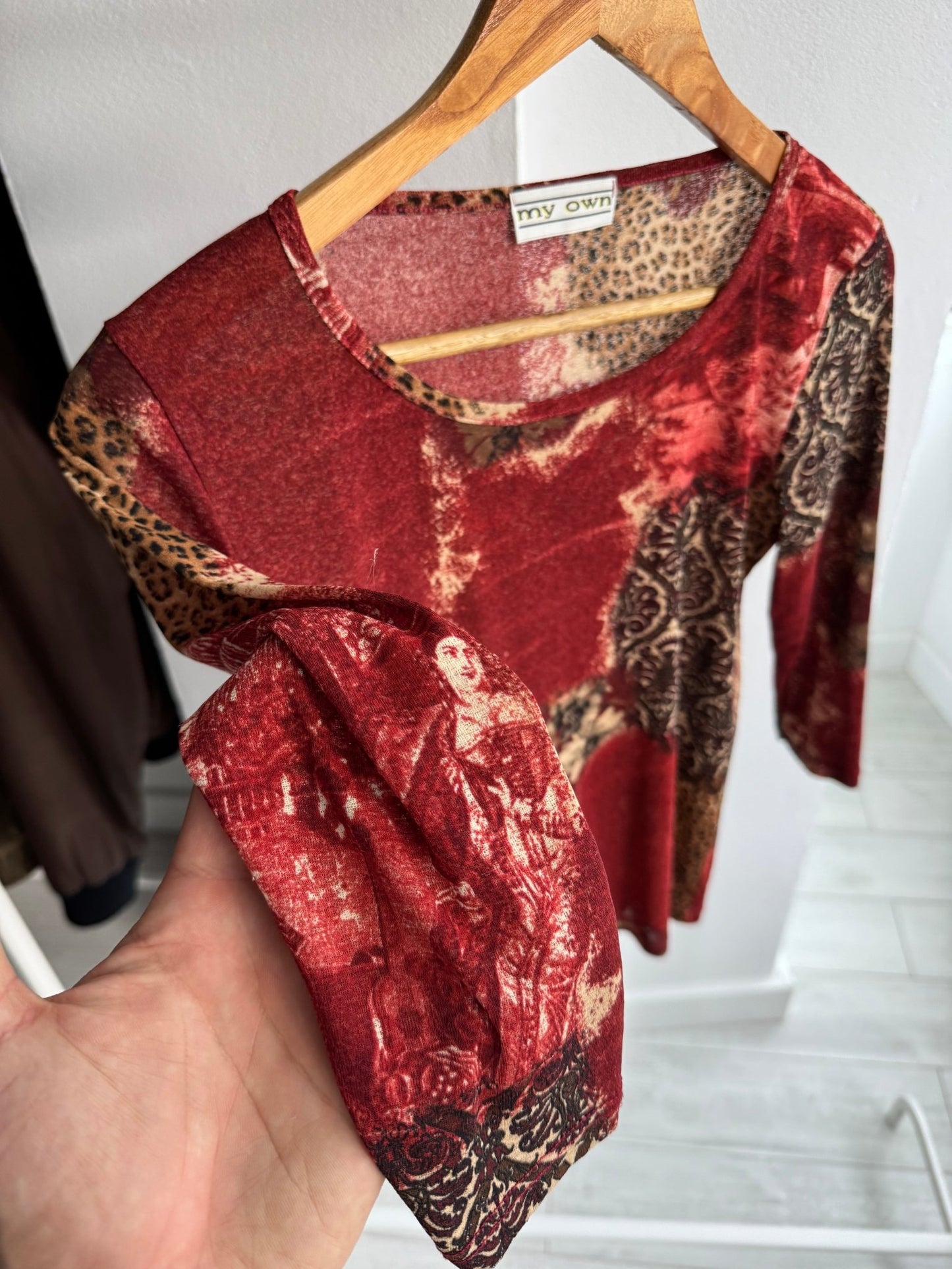 🧍‍♀️ Top Y2K Printed Mesh – M – Made in Italy - anbracaminte