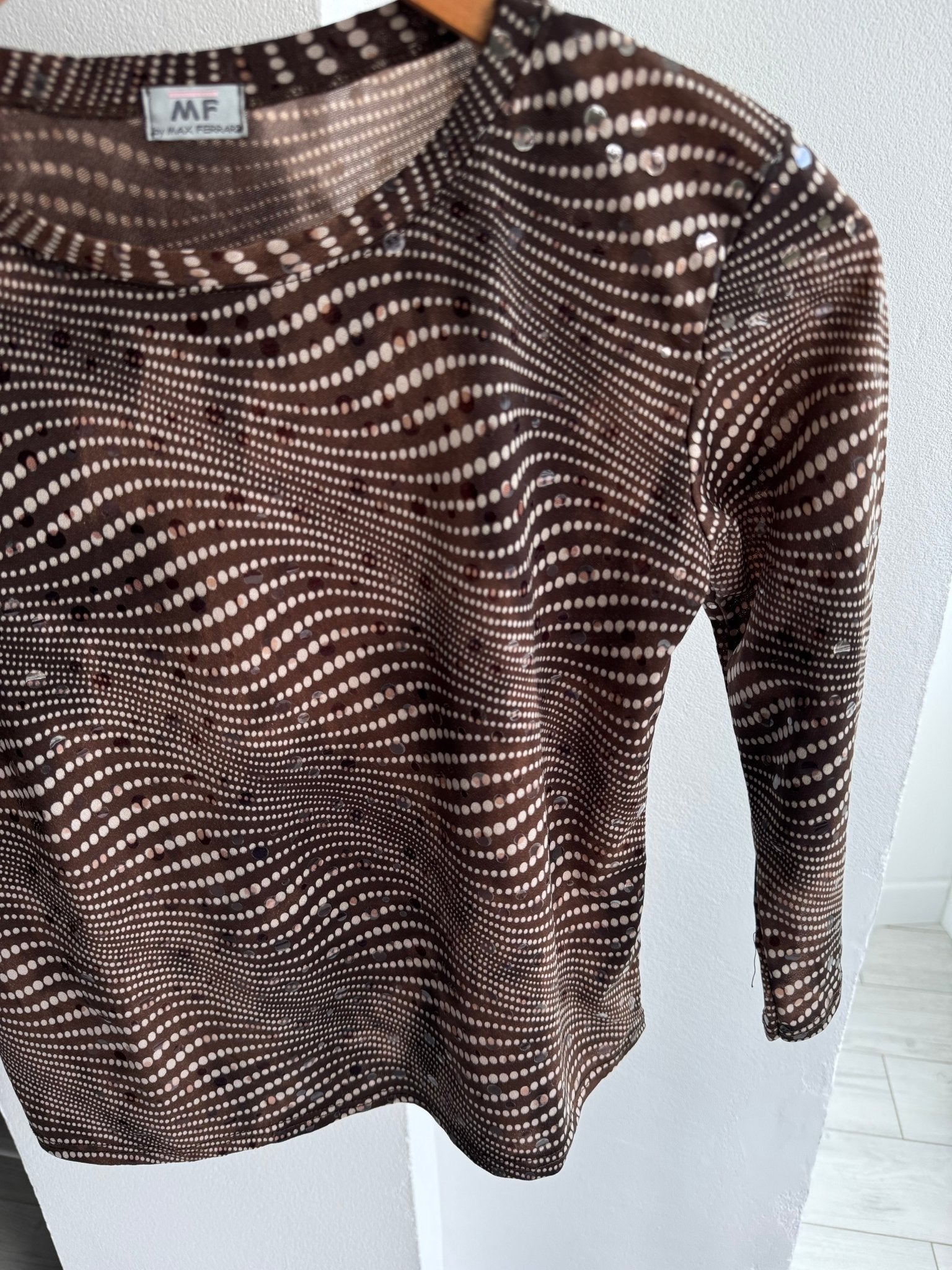 🪩 Top Y2K Printed Mesh – M/L Damă – Made in Italy - anbracaminte