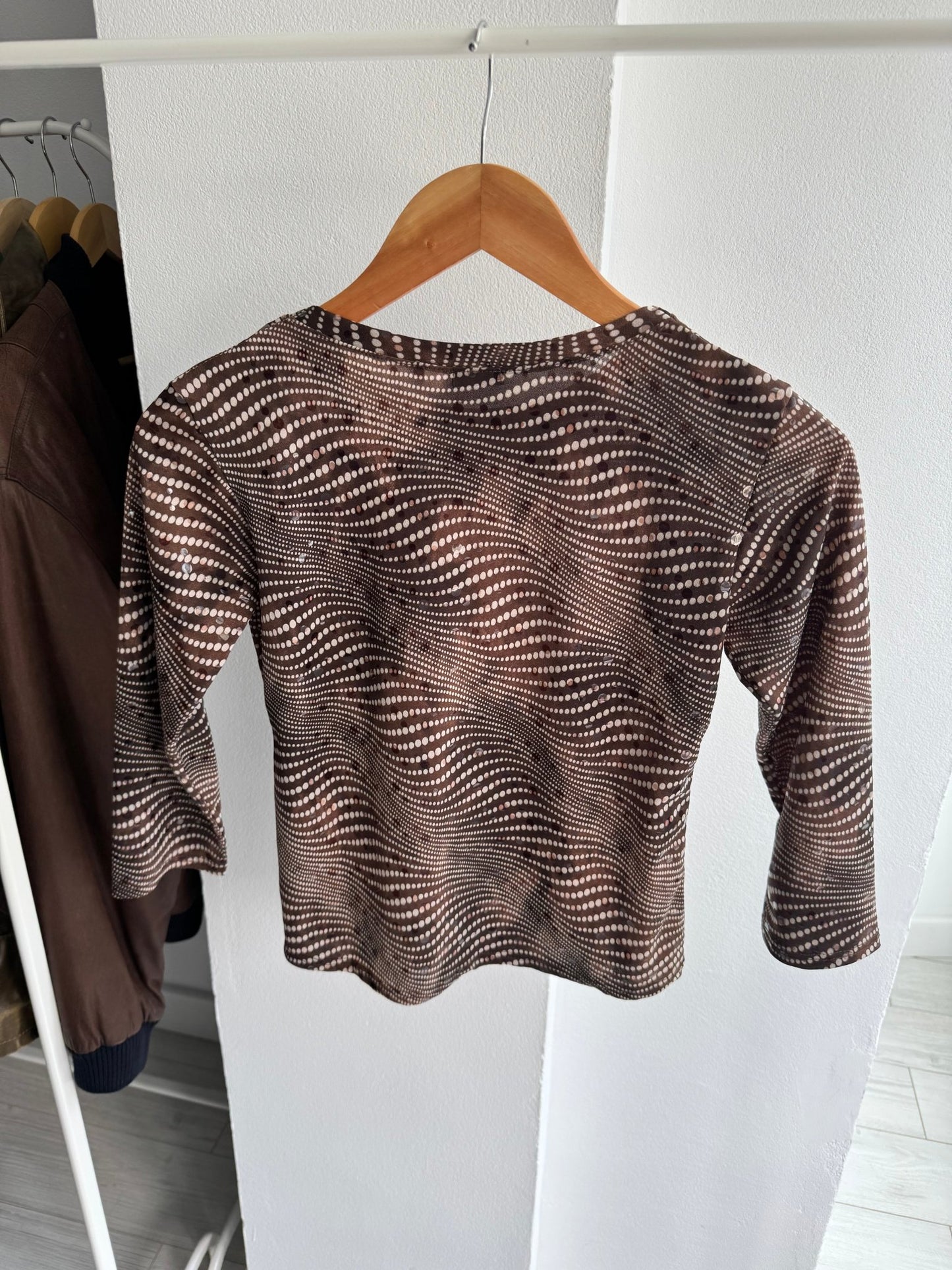 🪩 Top Y2K Printed Mesh – M/L Damă – Made in Italy - anbracaminte